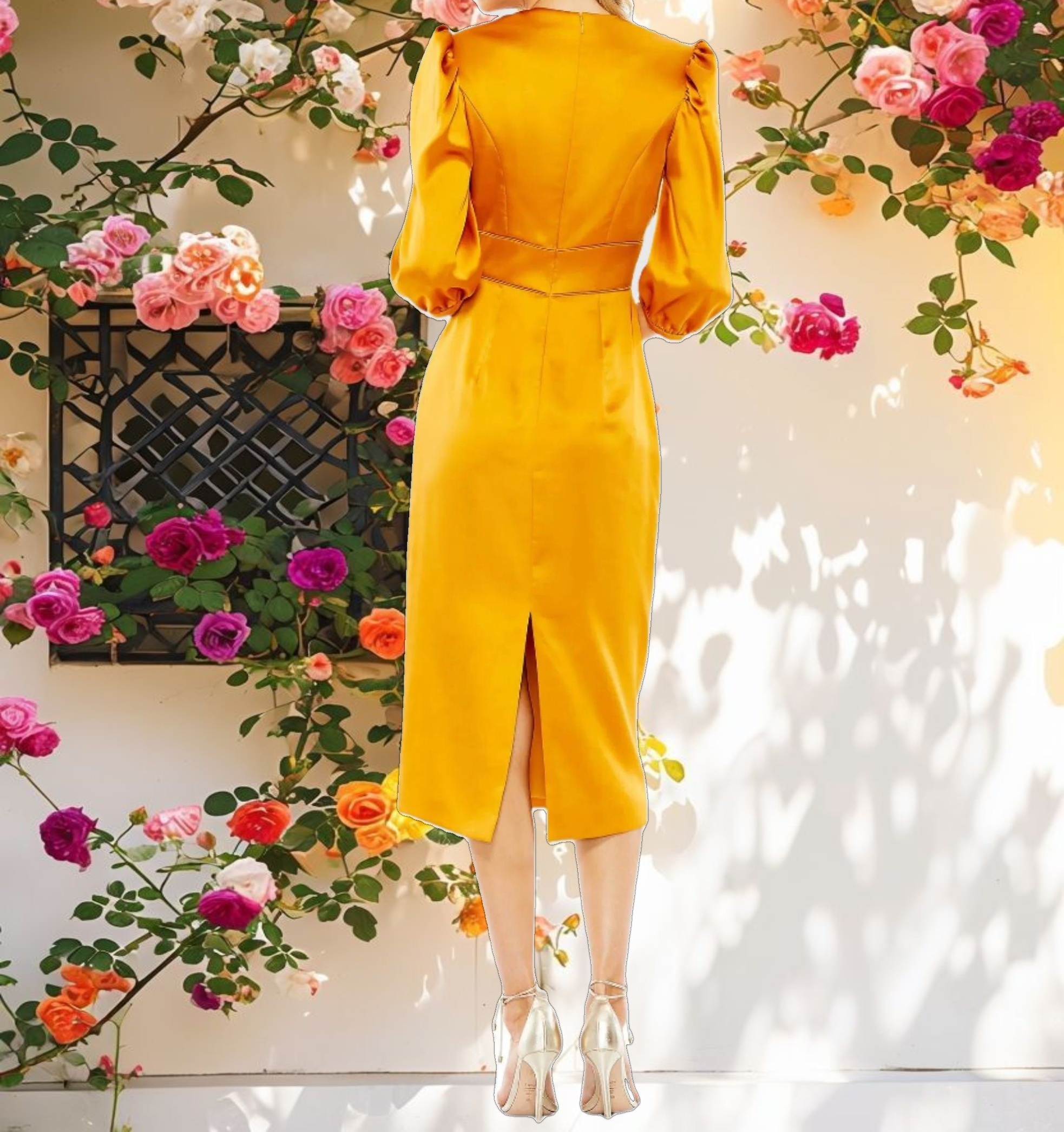 High Neck Midi Dress