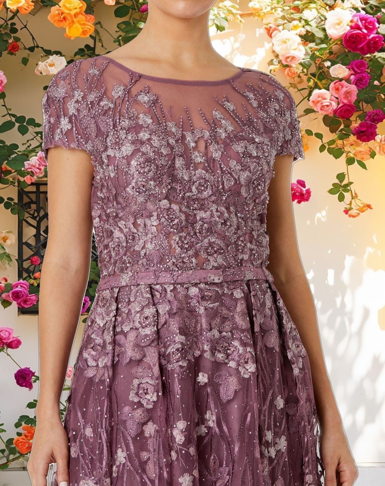 Floral Embellished A Line Gown