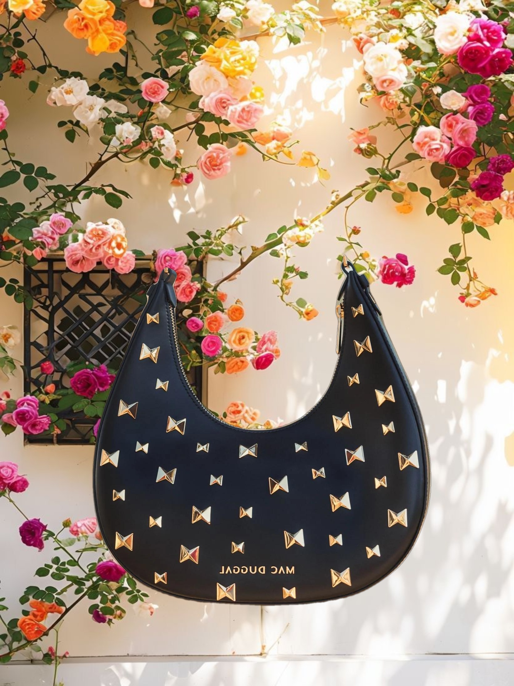 Leather Hobo Bag With Gold Hardware