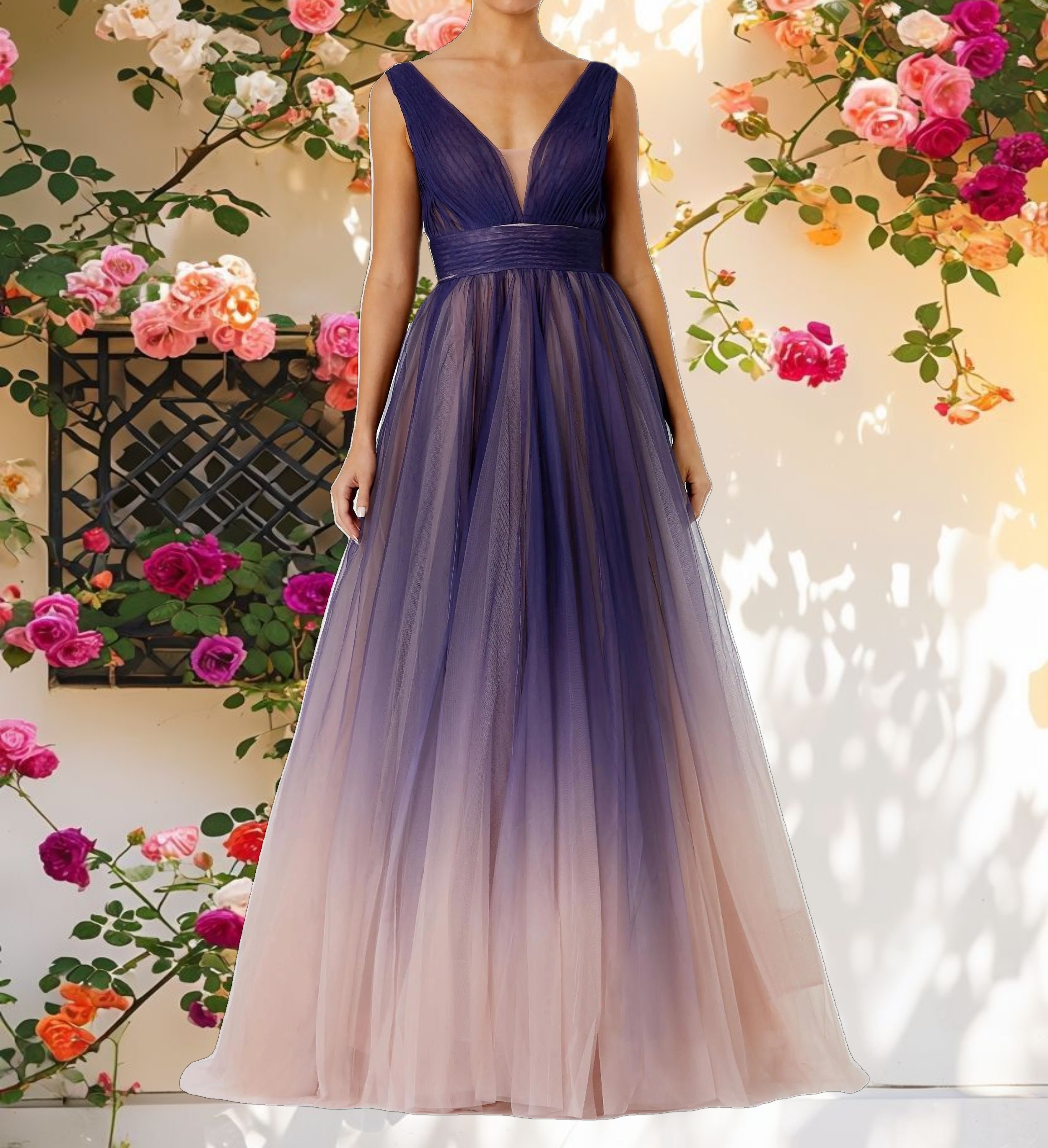 Ombre Tulle Ball Gown