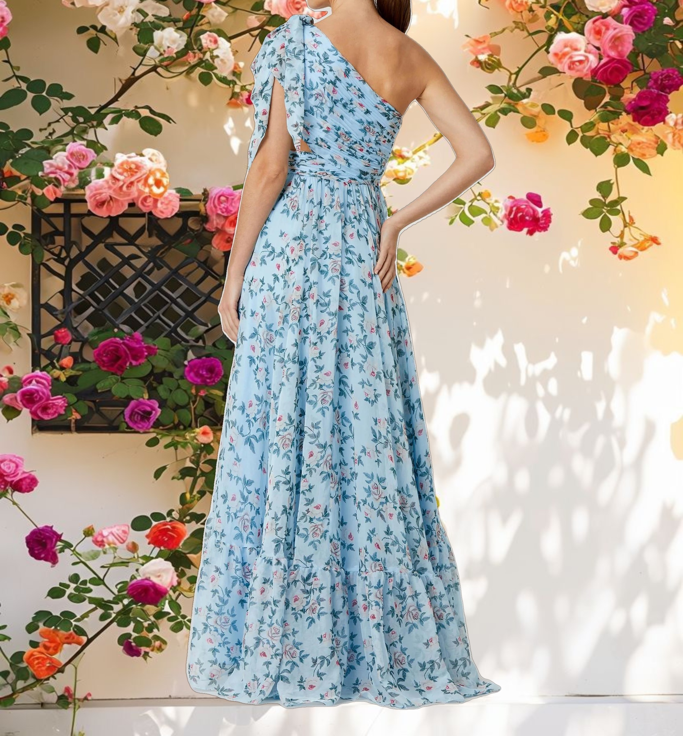 Pink Floral Sheer Gown