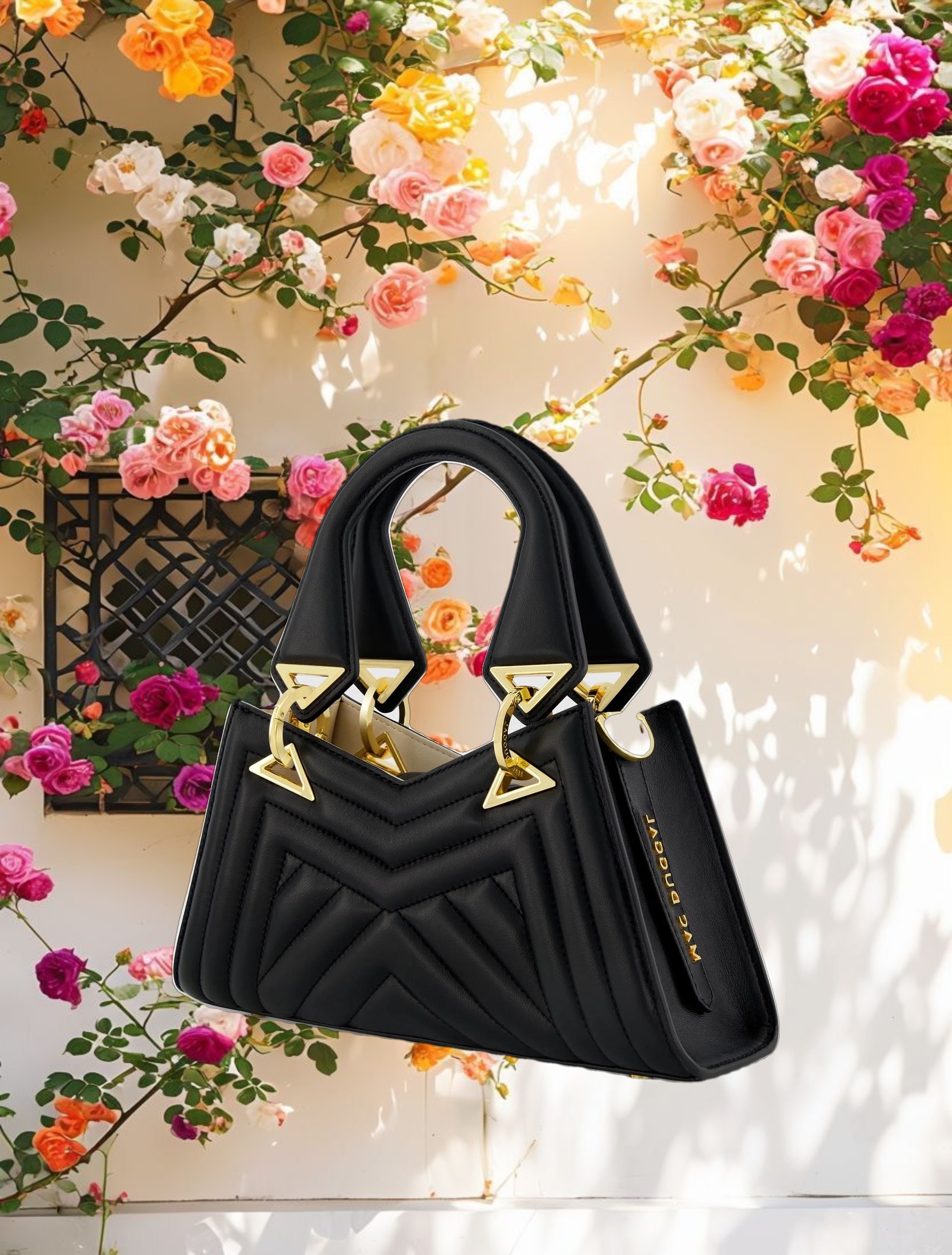 Angular Quilted Napa Leather Handbag