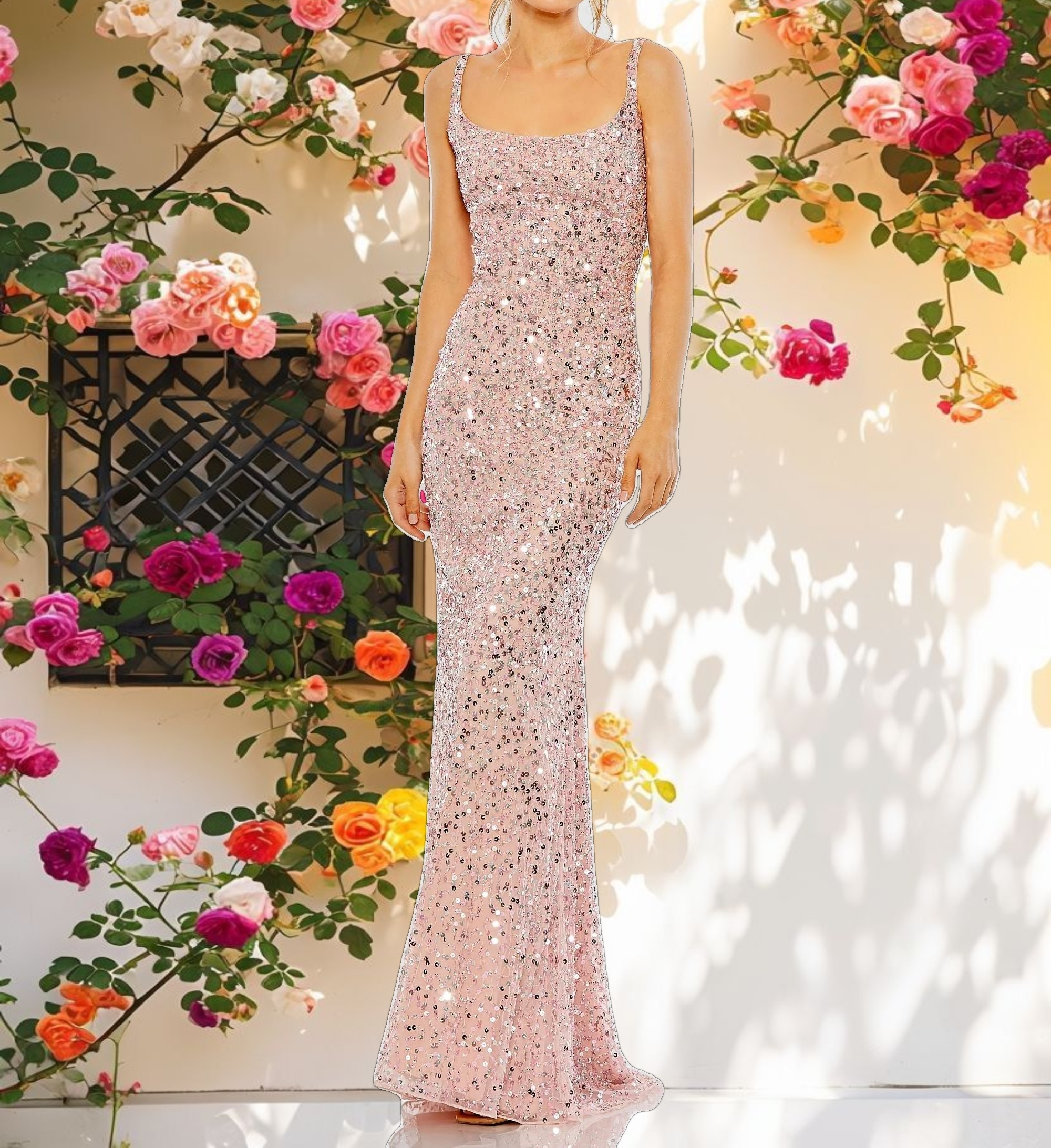 Sparkling Low Back Slip Gown