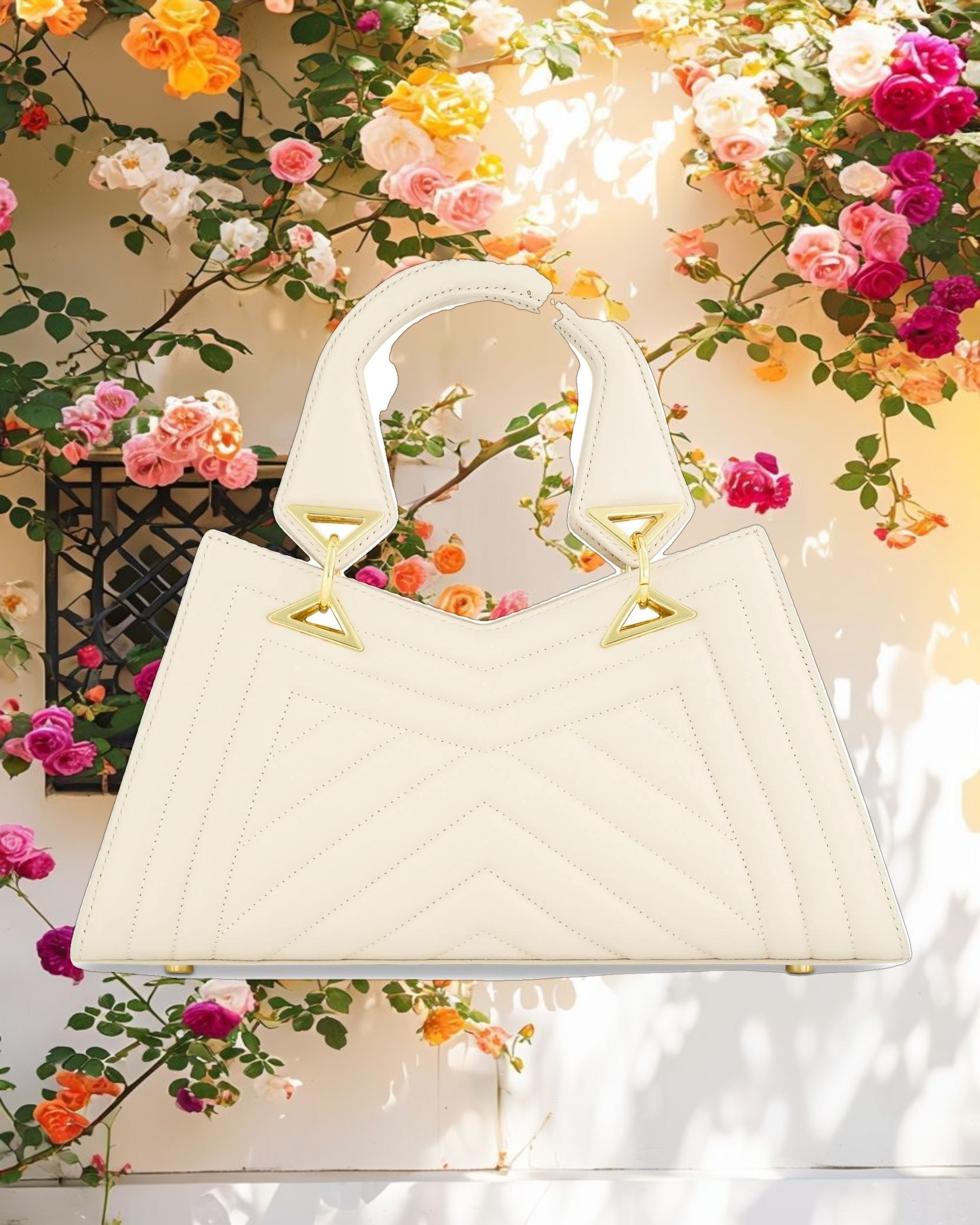 Quilted Napa Leather Angular Handbag