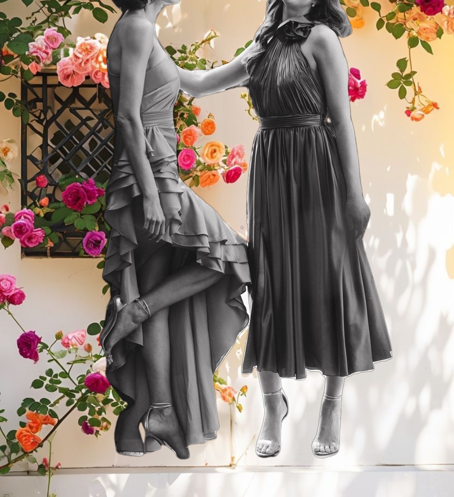 Teal Pleated Charmeuse High Neck Sleeveless Midi Dress