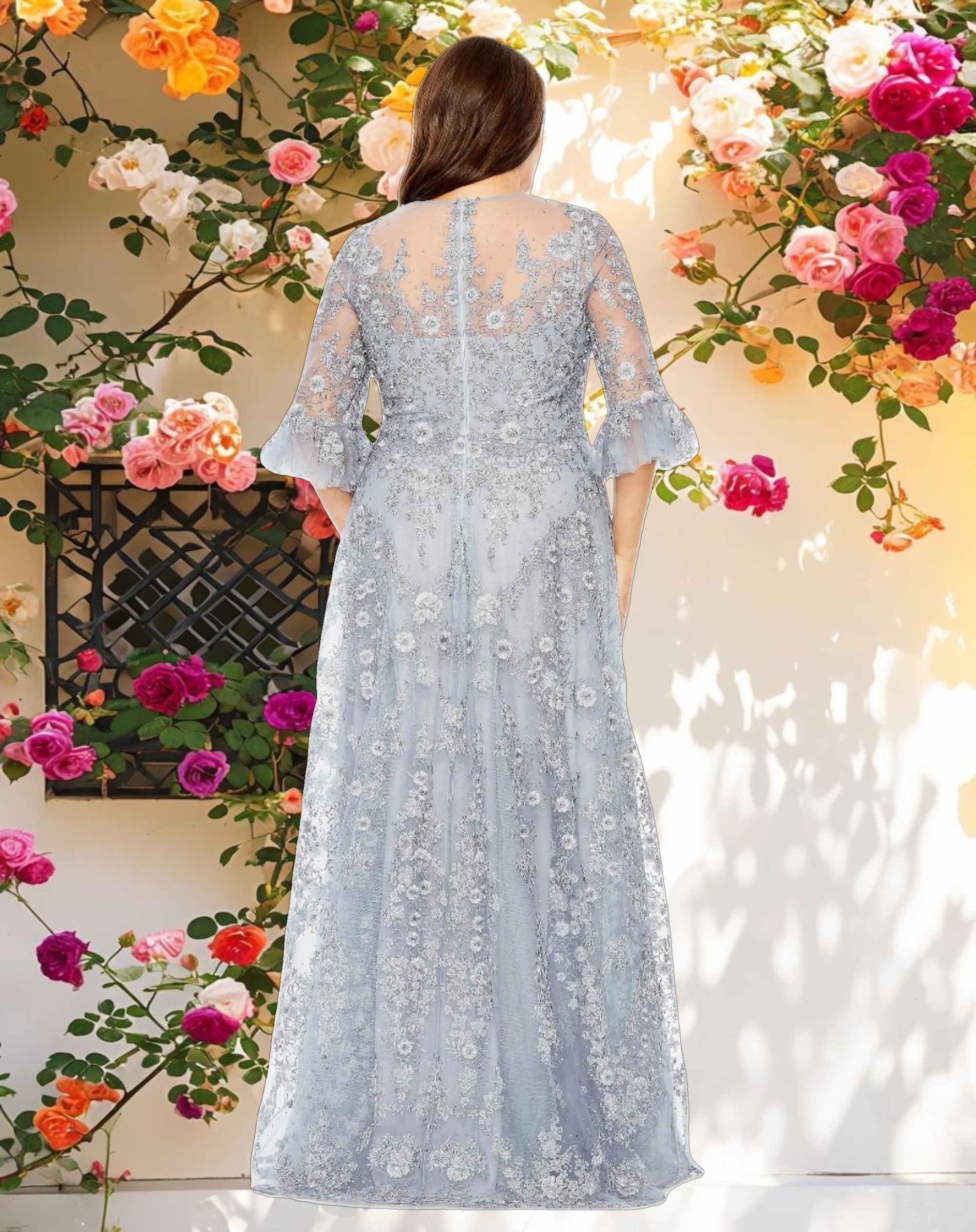 Elegant A Line Embroidered Gown