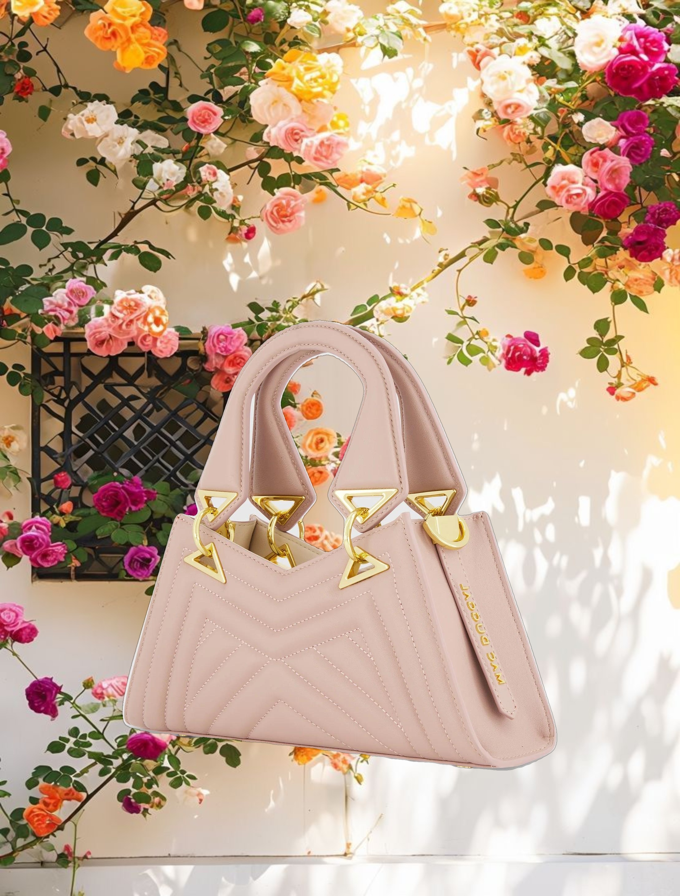 Angular Quilted Napa Leather Handbag