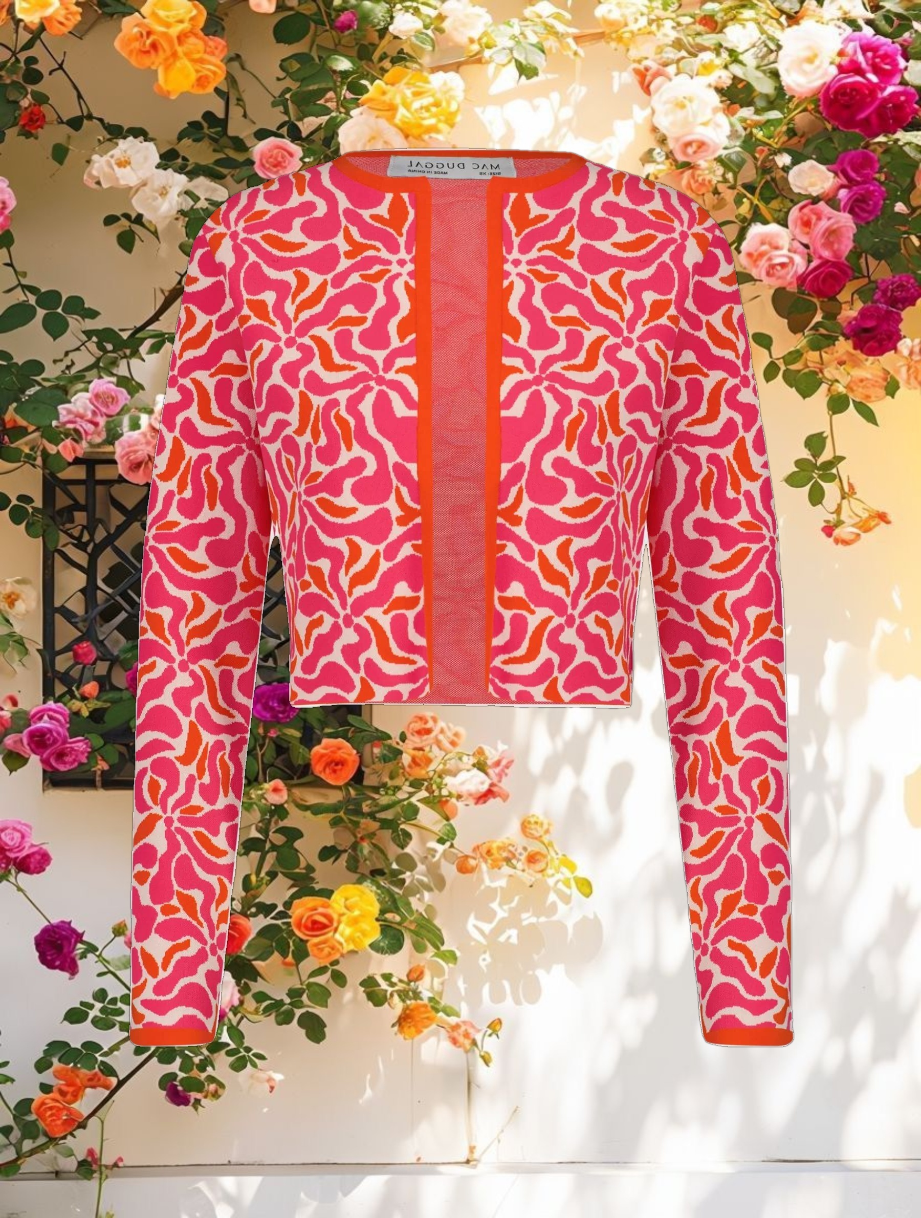 Long Sleeve Knit Floral Cardigan
