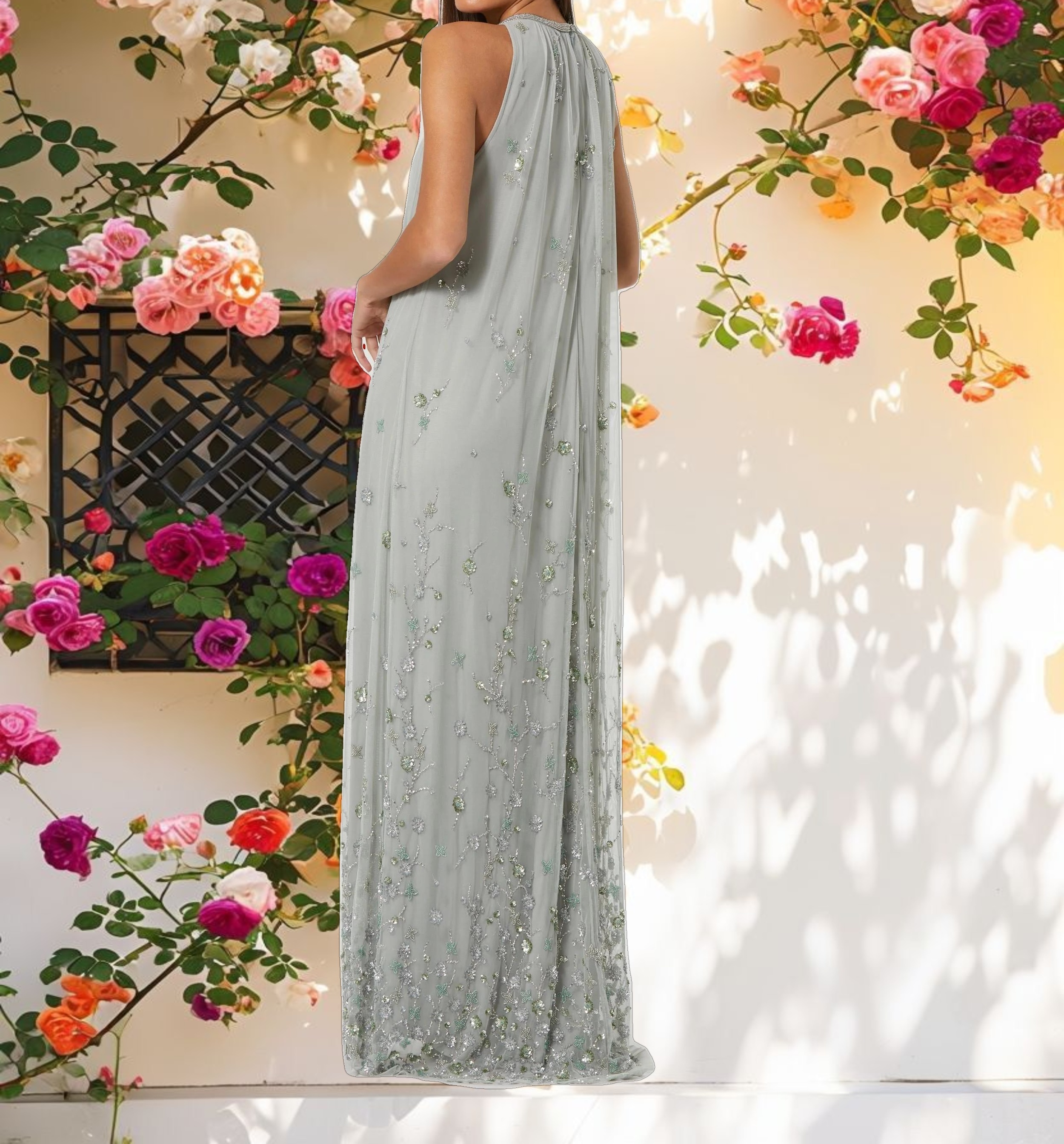 Elegant Flowing Mesh Gown