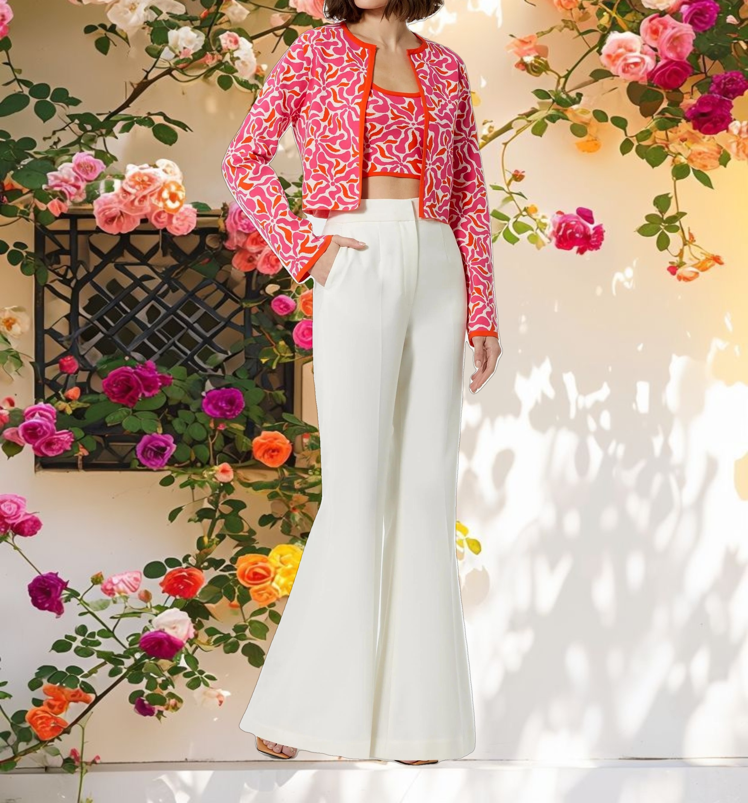 Long Sleeve Knit Floral Cardigan