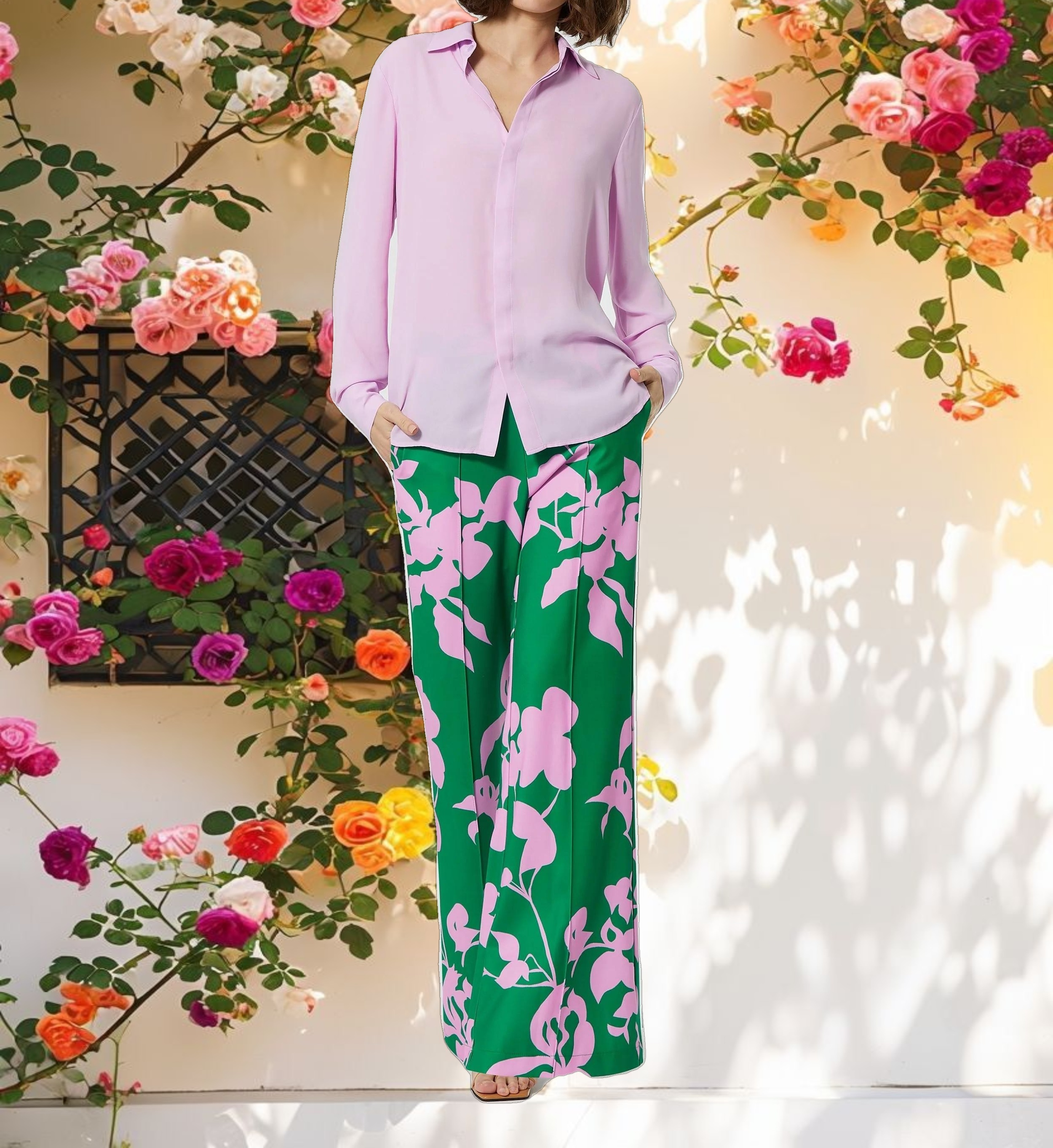 Bentley Long Sleeve Button Up Georgette Blouse