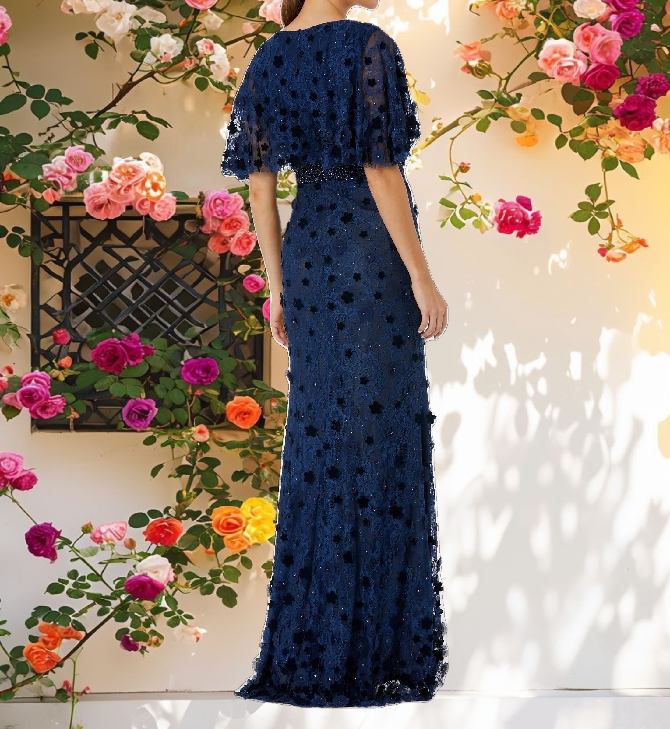 Floral Embellished Lace Gown