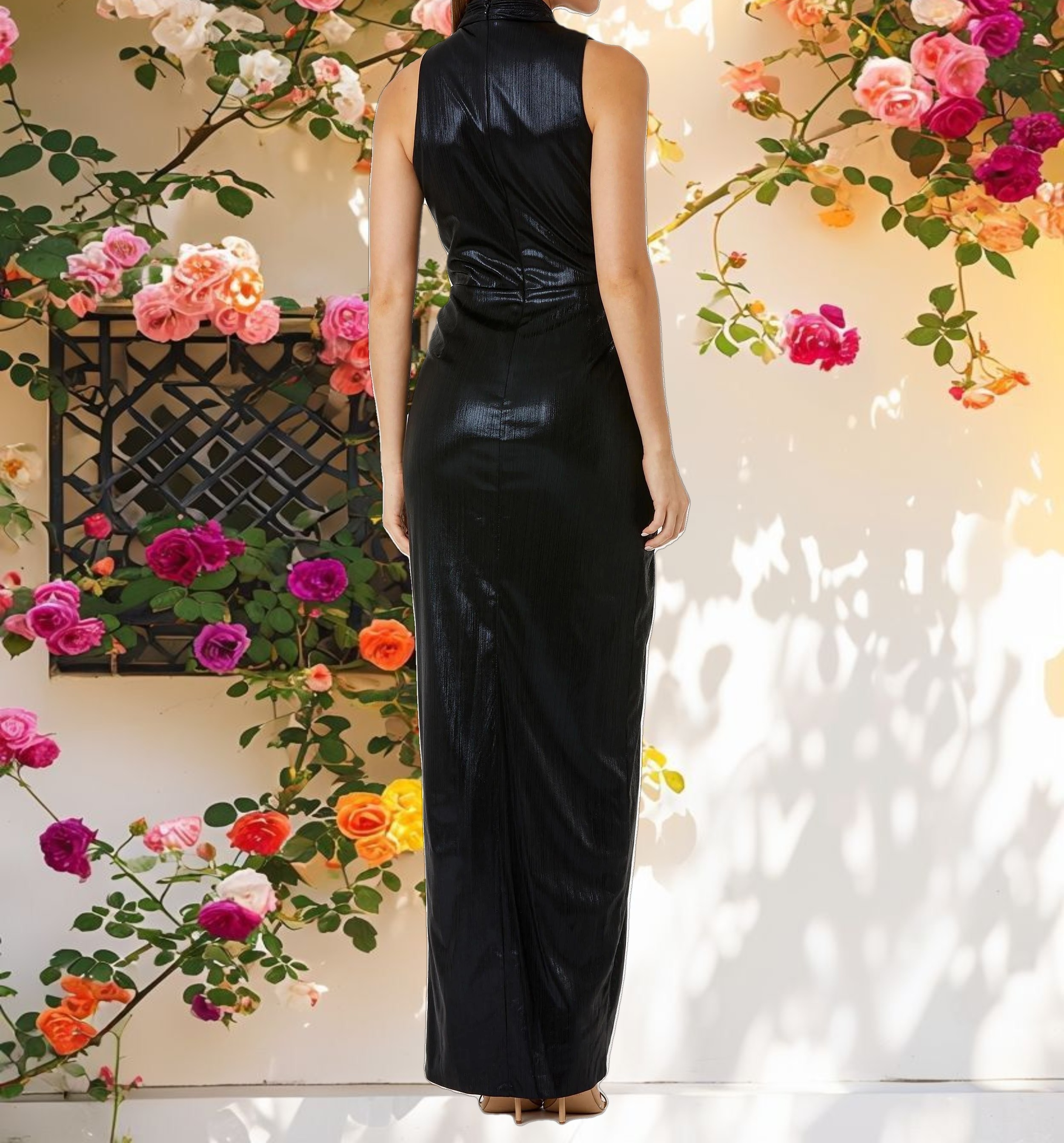 Black High Neck Sleeveless Gown
