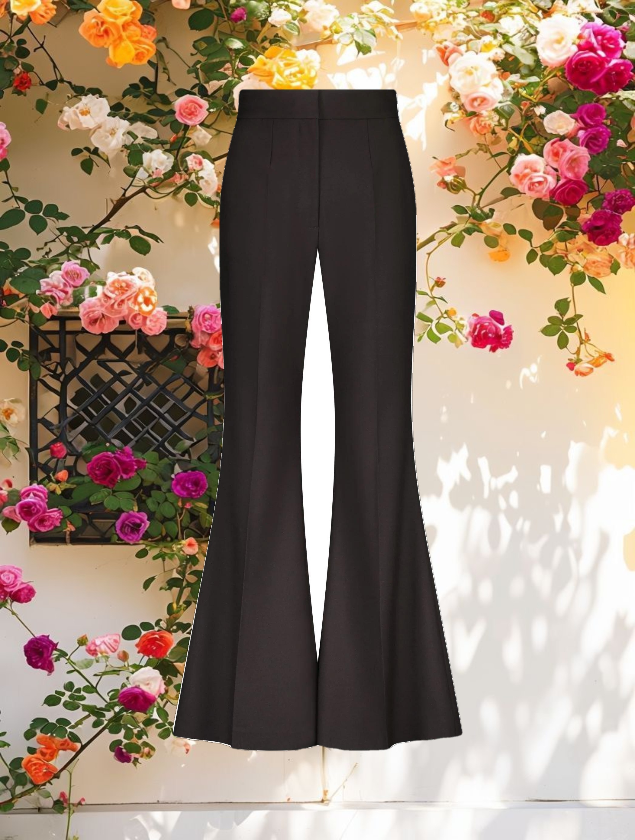 Black Classic Crepe Flared Trouser Pant