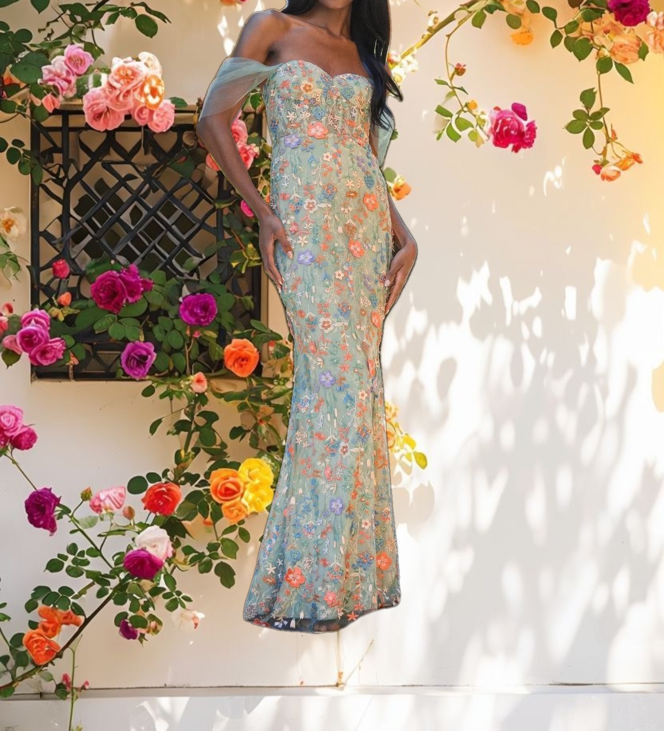 Floral Embroidered Bustier Dress