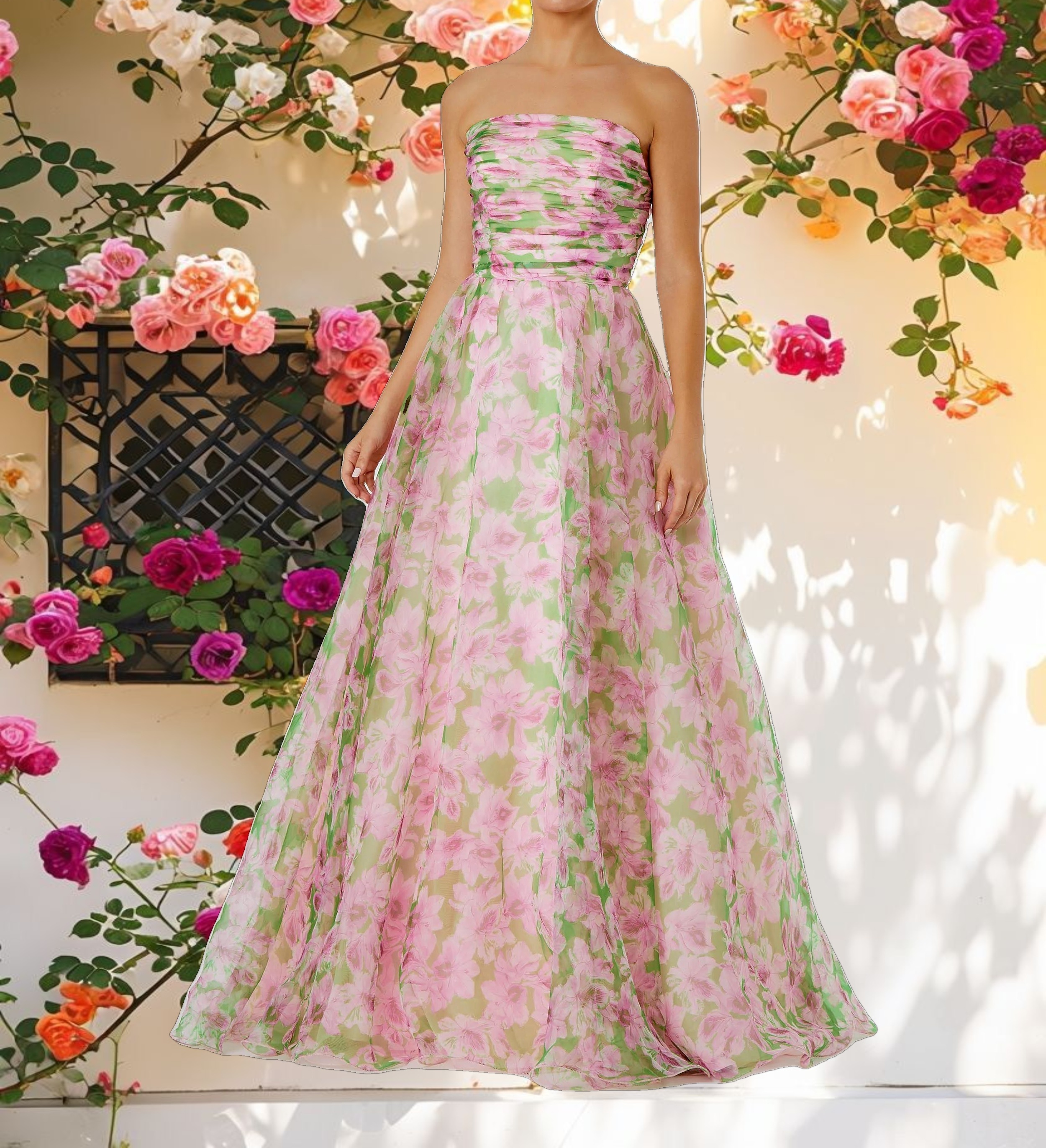 Ruffle Detail Chiffon Dress