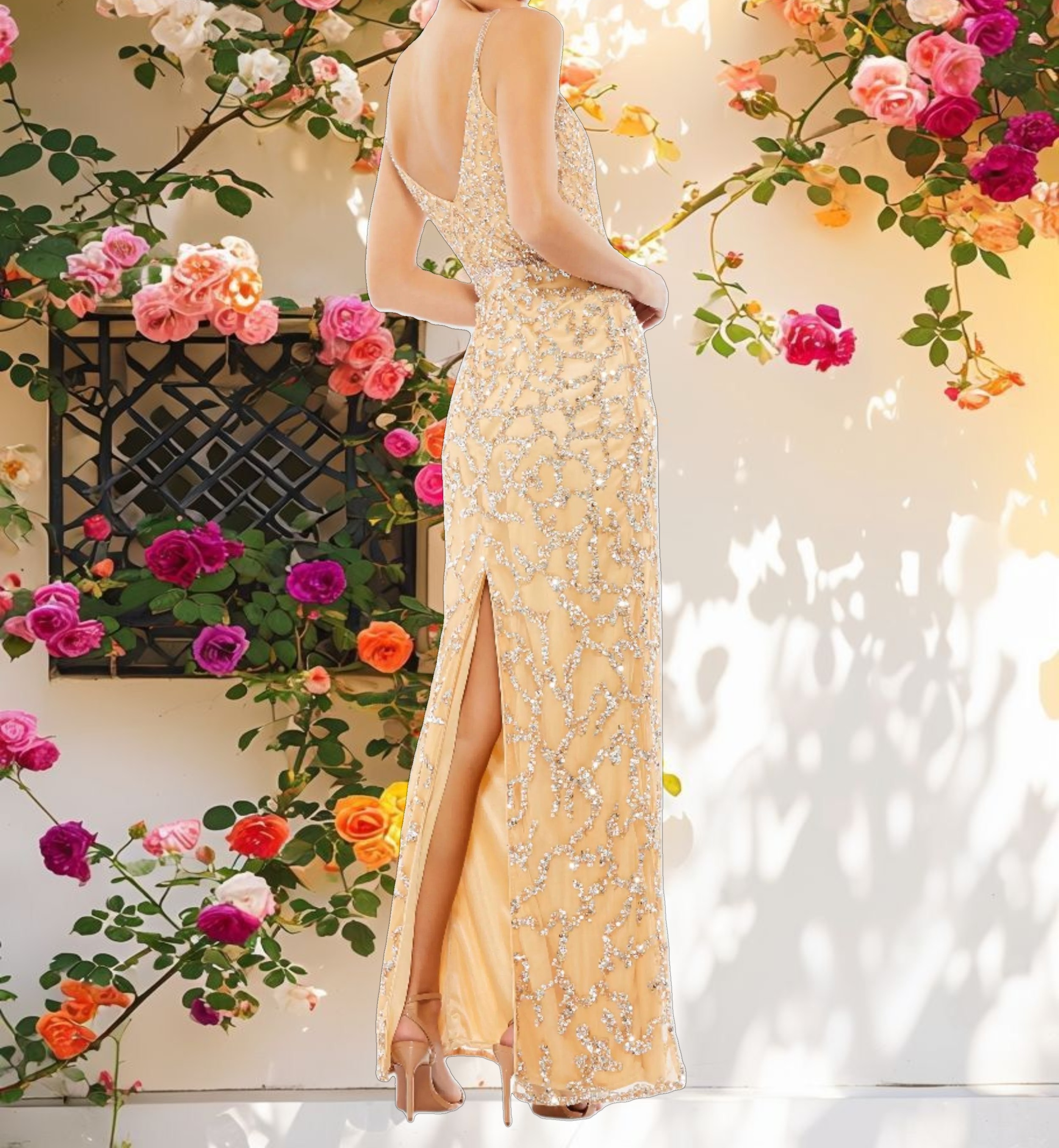 Open Back Beaded Dress