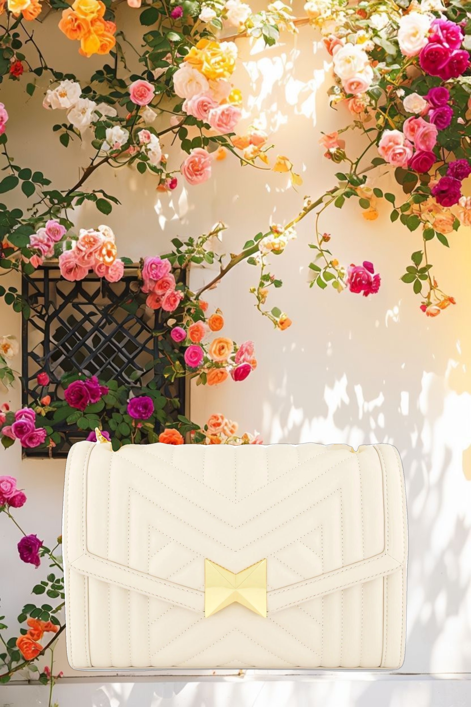 Quilted Napa Leather Handbag With Gold Chain