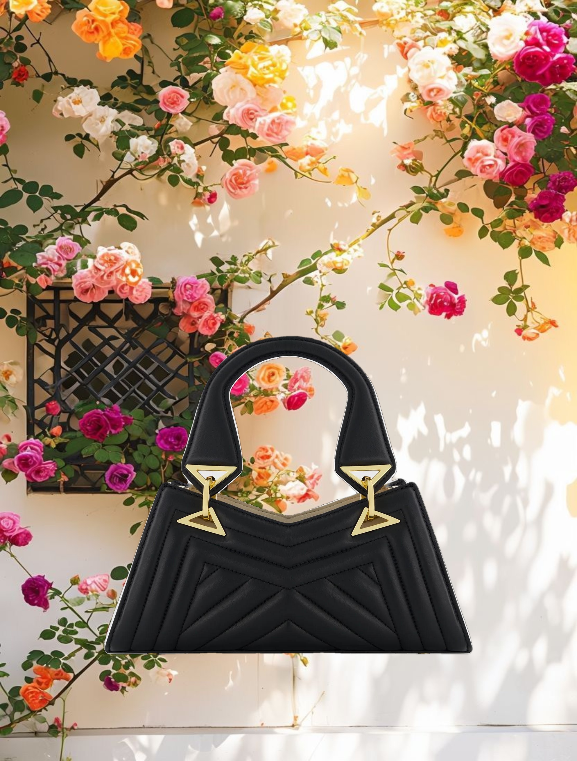 Angular Quilted Napa Leather Handbag