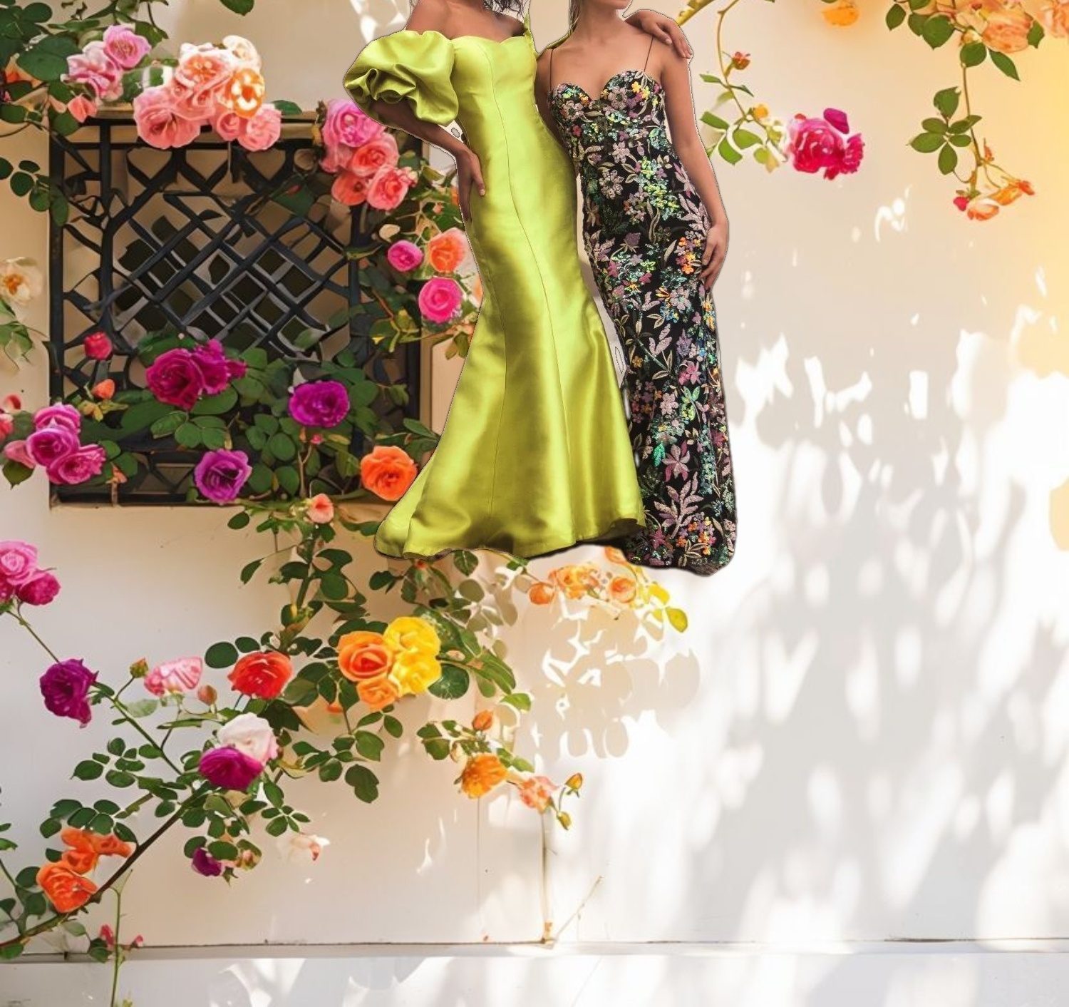 Green Sweetheart Off The Shoulder Puff Sleeve Gown