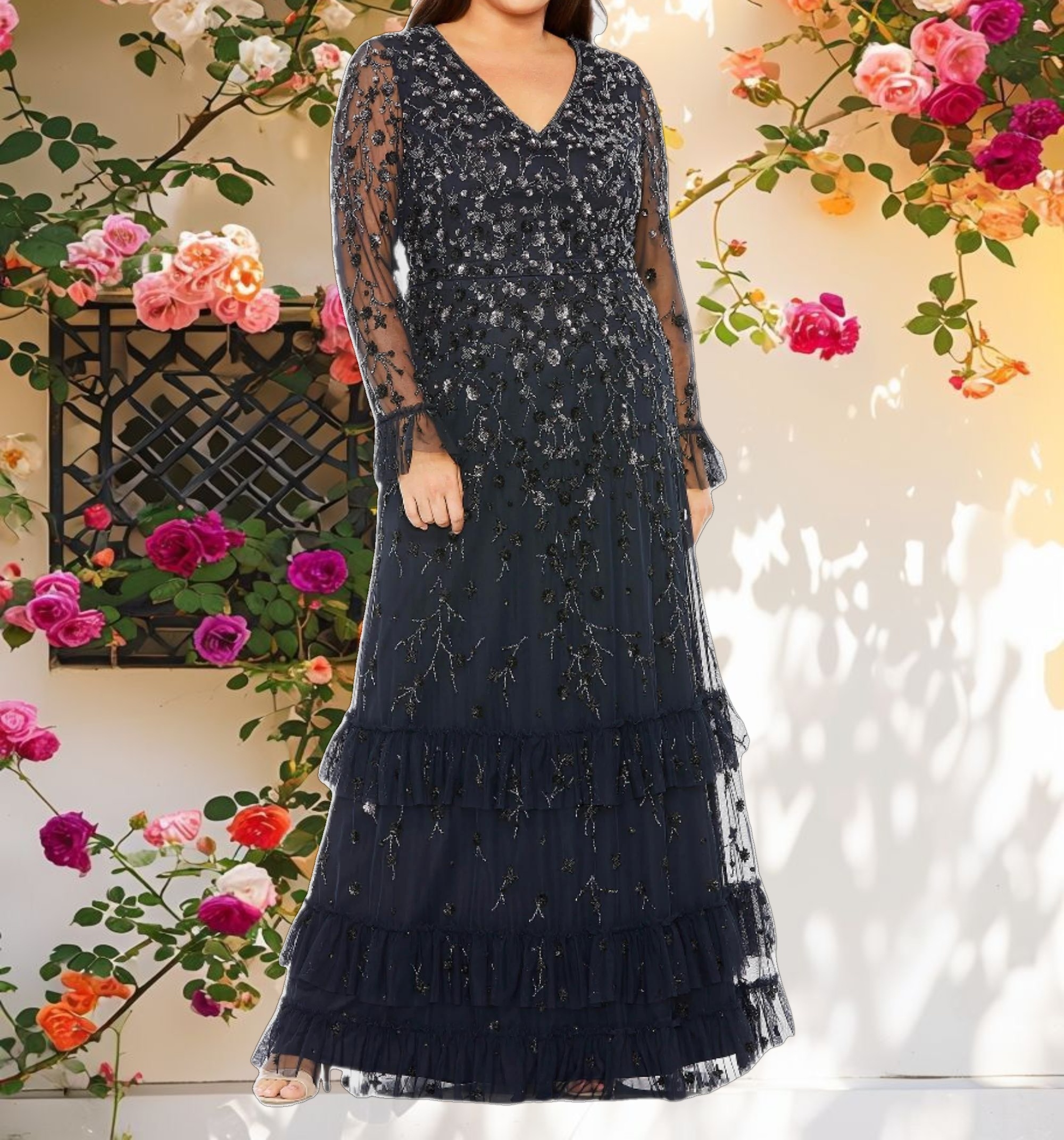 Elegant Flutter Sleeve Gown