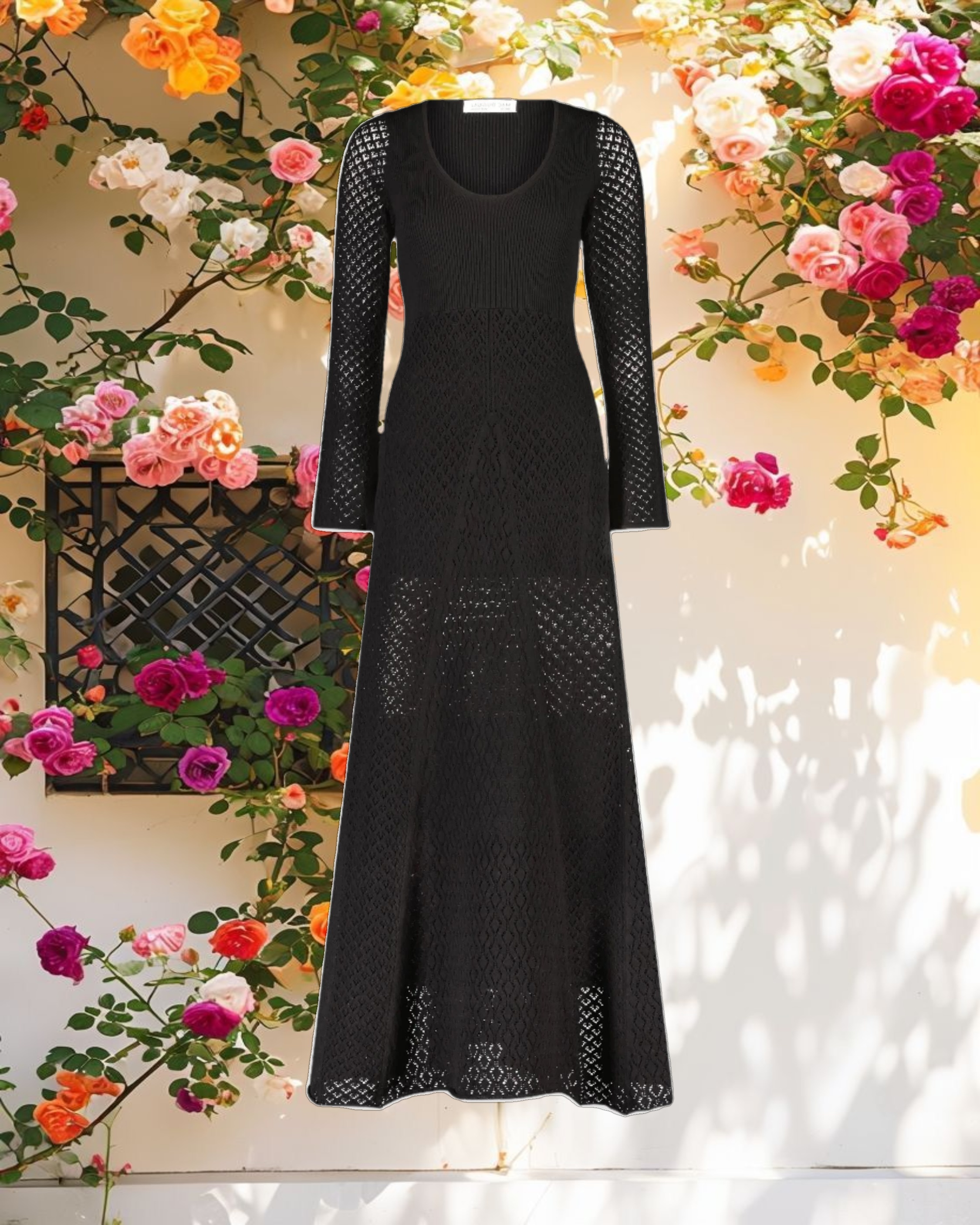 Scoop Neck Long Sleeve Knit Maxi Dress