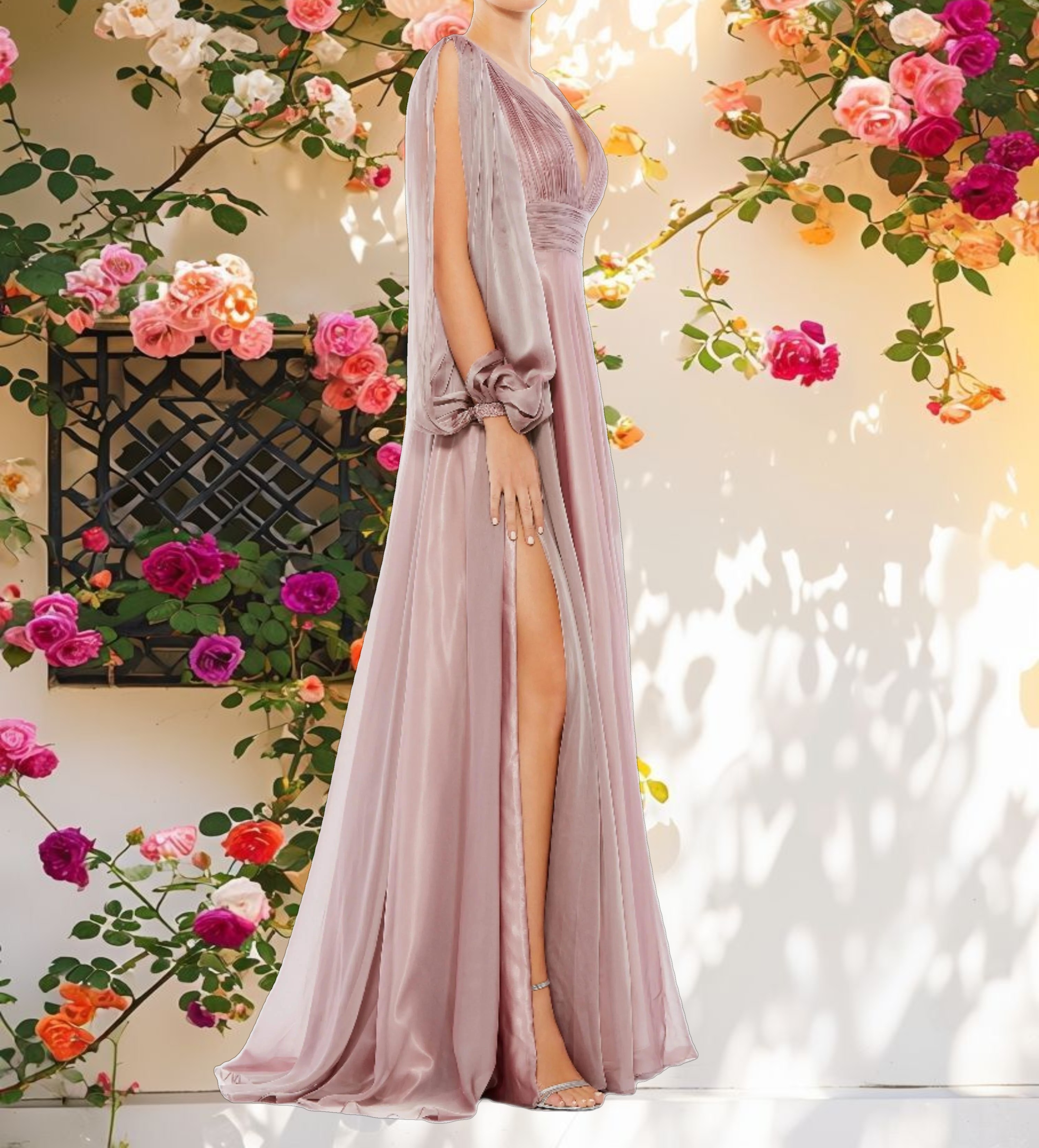 Flowing Chiffon A Line Gown