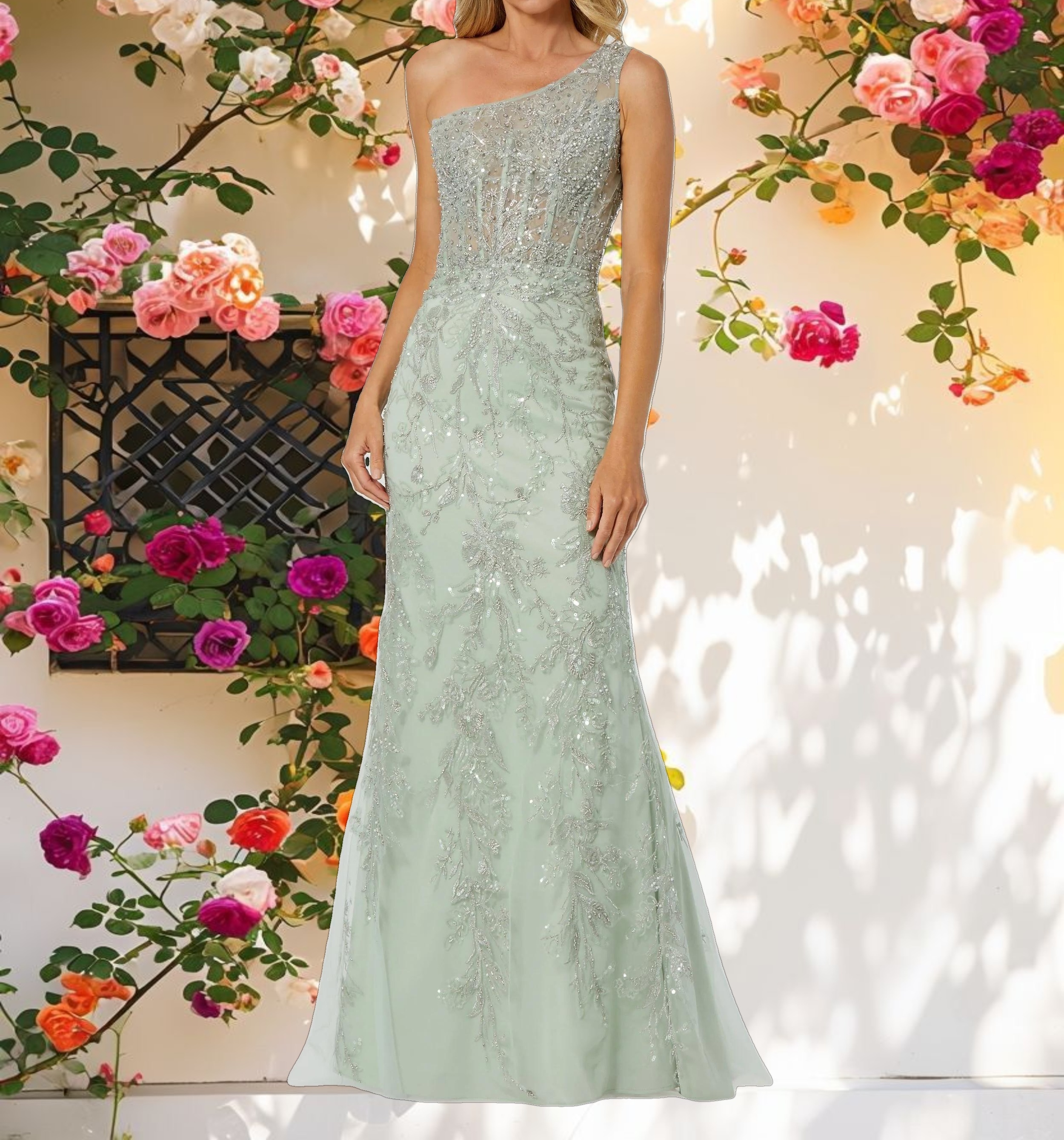 Stylish One-Shoulder Gown