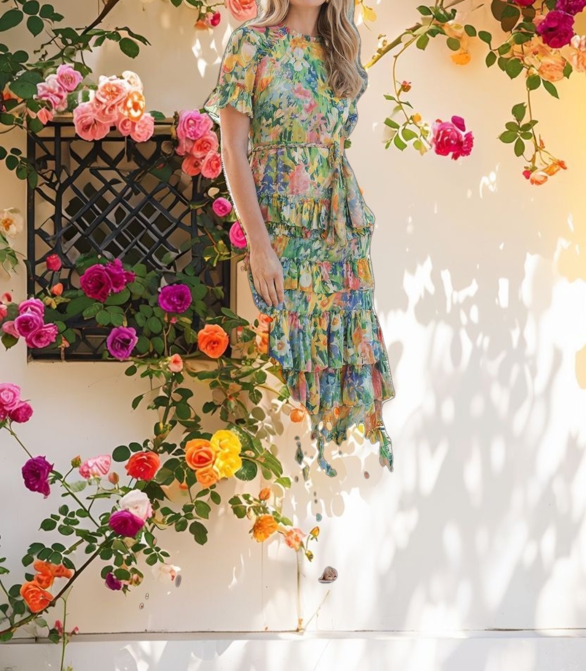 Ruffle Tiered Chiffon Dress