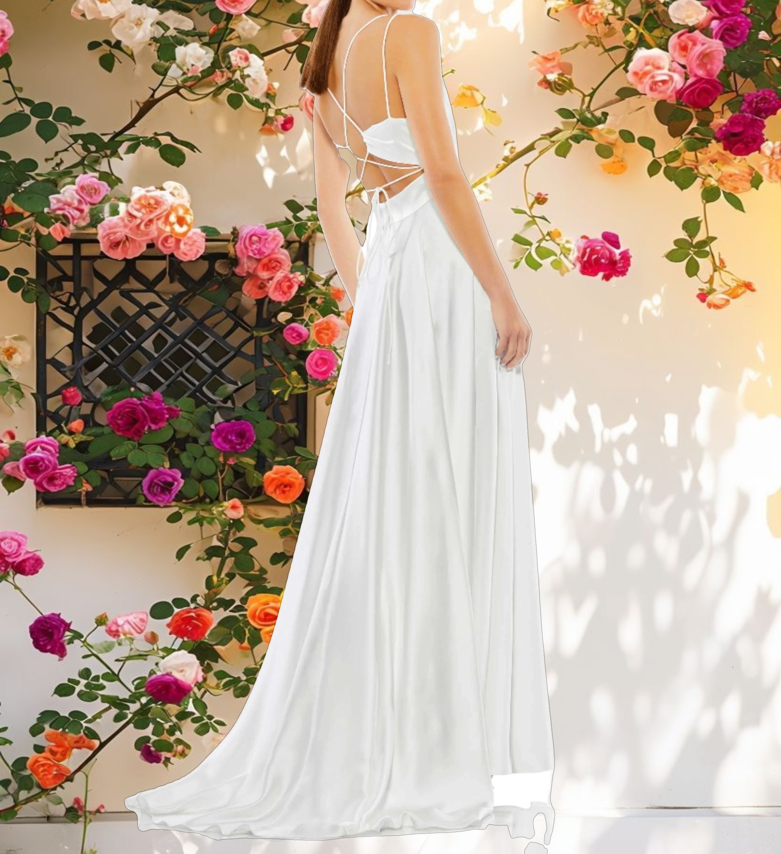 Satin Strappy Back Gown