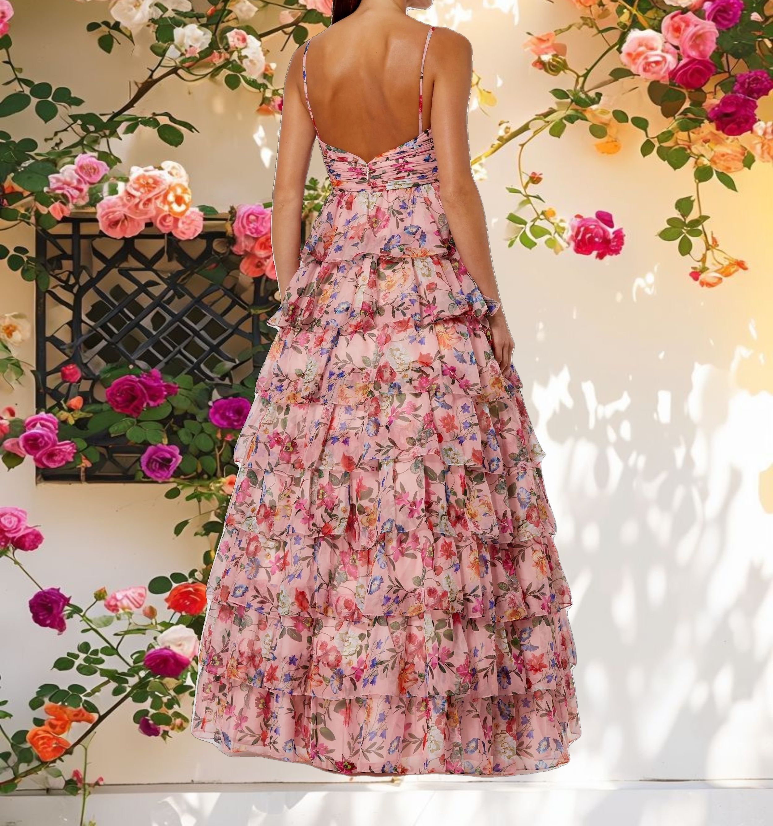 Floral Print Ruffle Tiered Dress