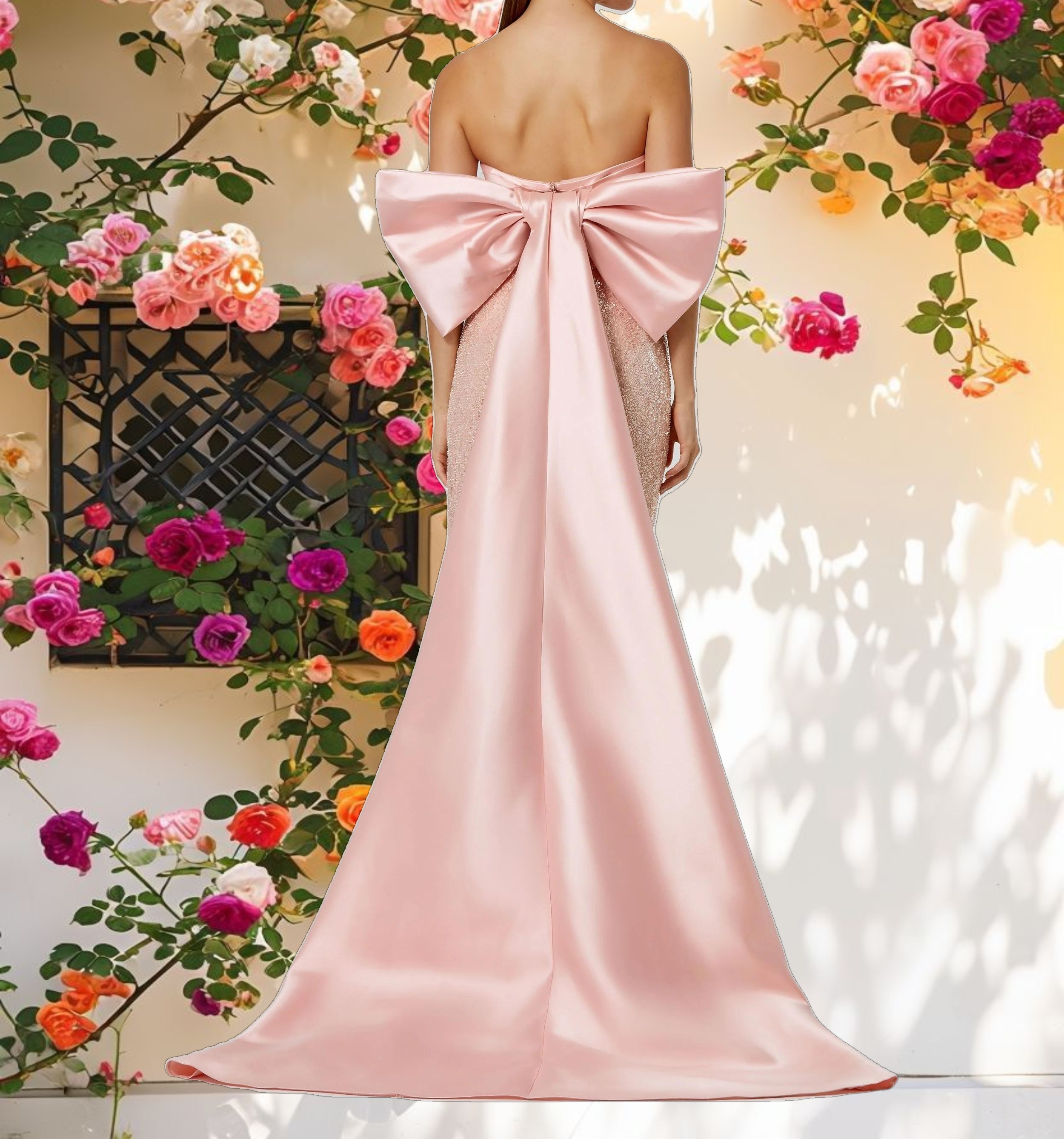 Embellished Gown with Back Bow