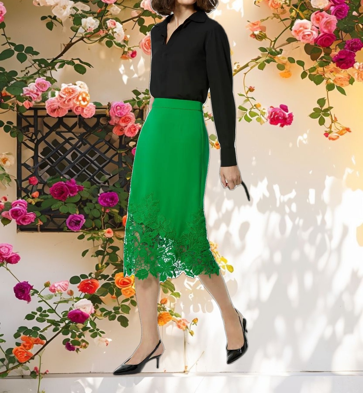 Buckled Mini Croco Black Leather Handbag