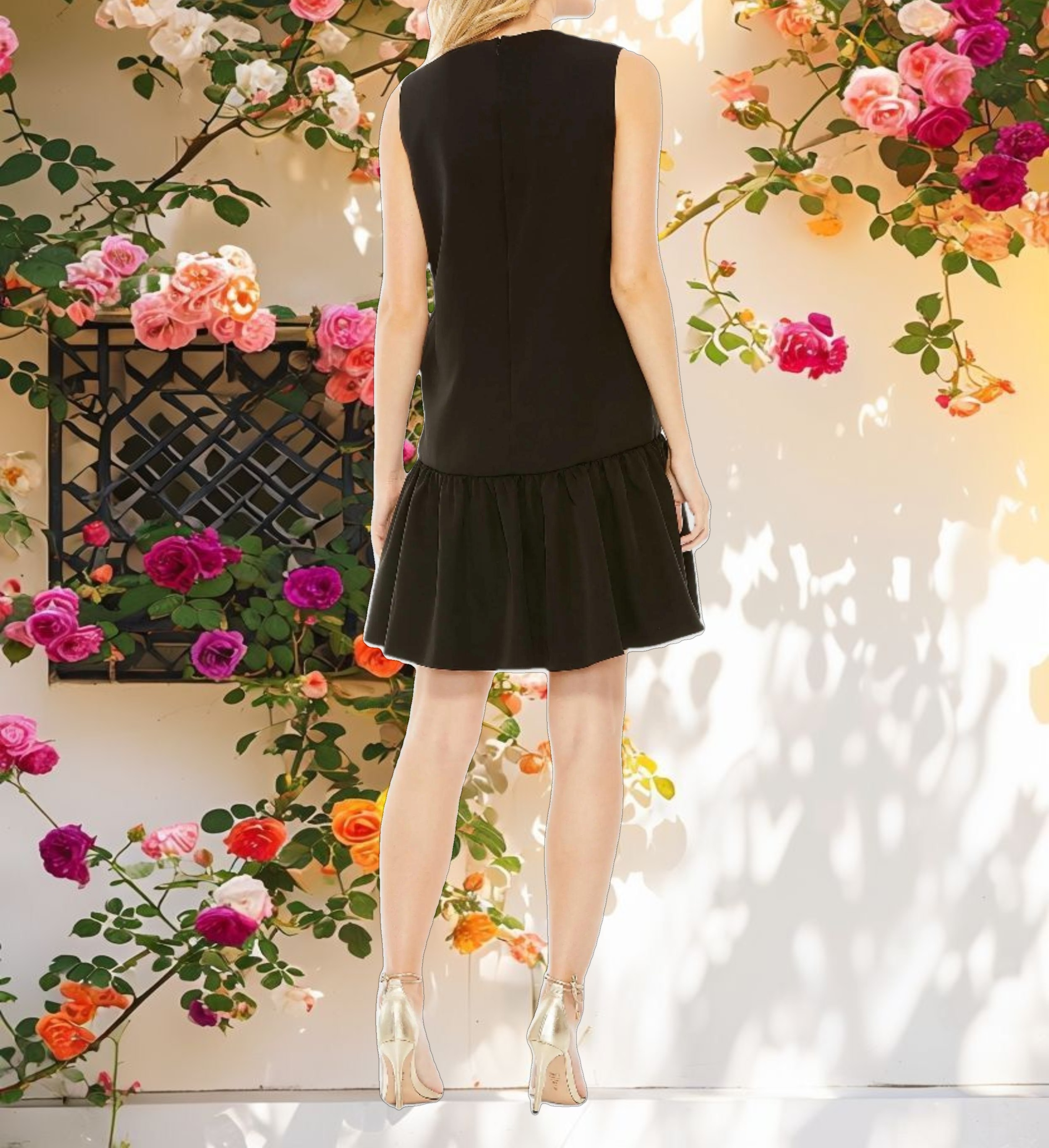 Bow Detail Tiered Hem A Line Dress