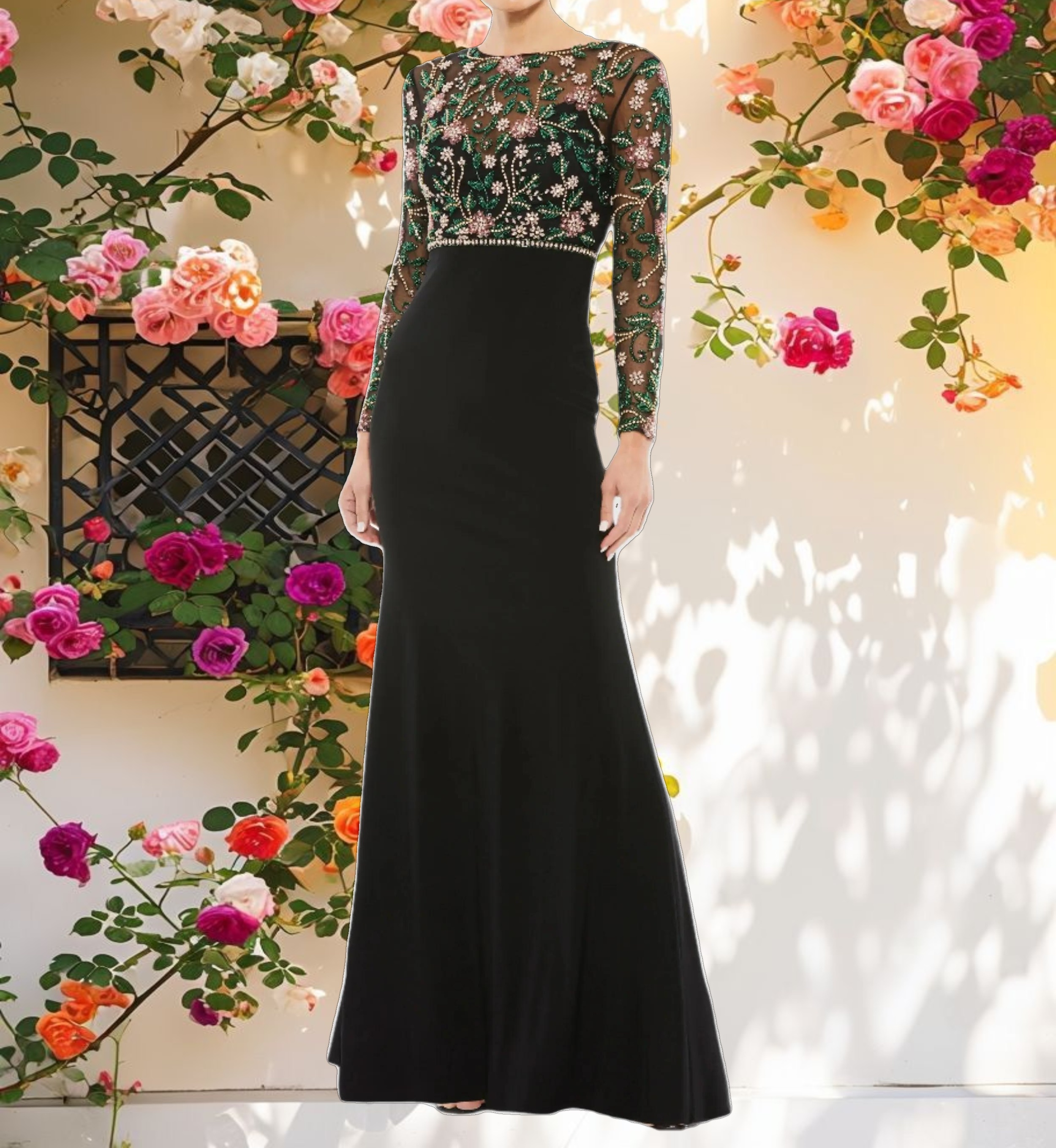Studded Illusion High Neck Dress