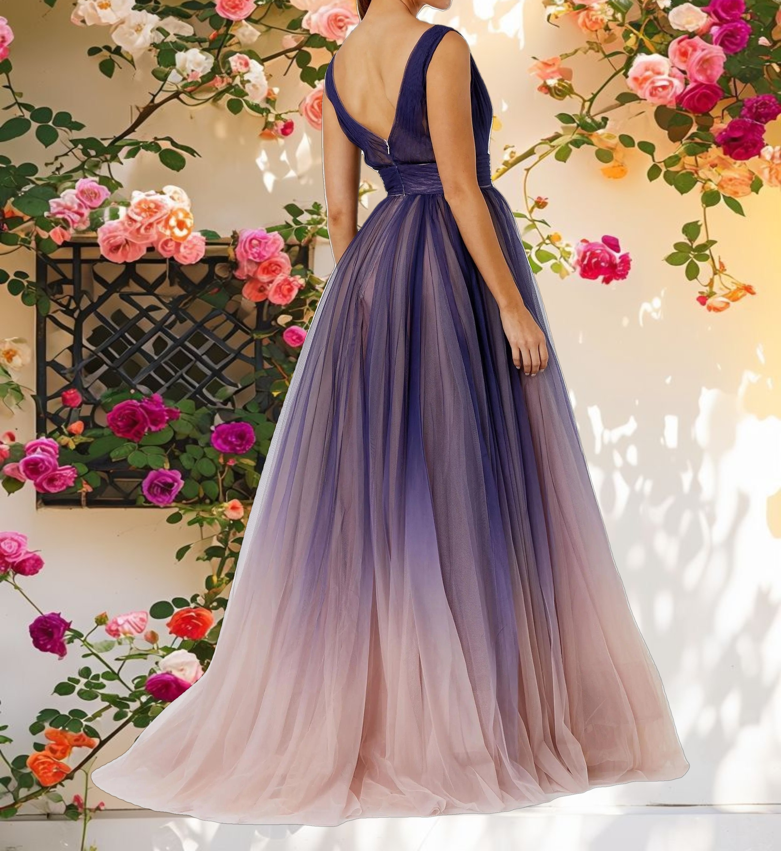 Ombre Tulle Ball Gown
