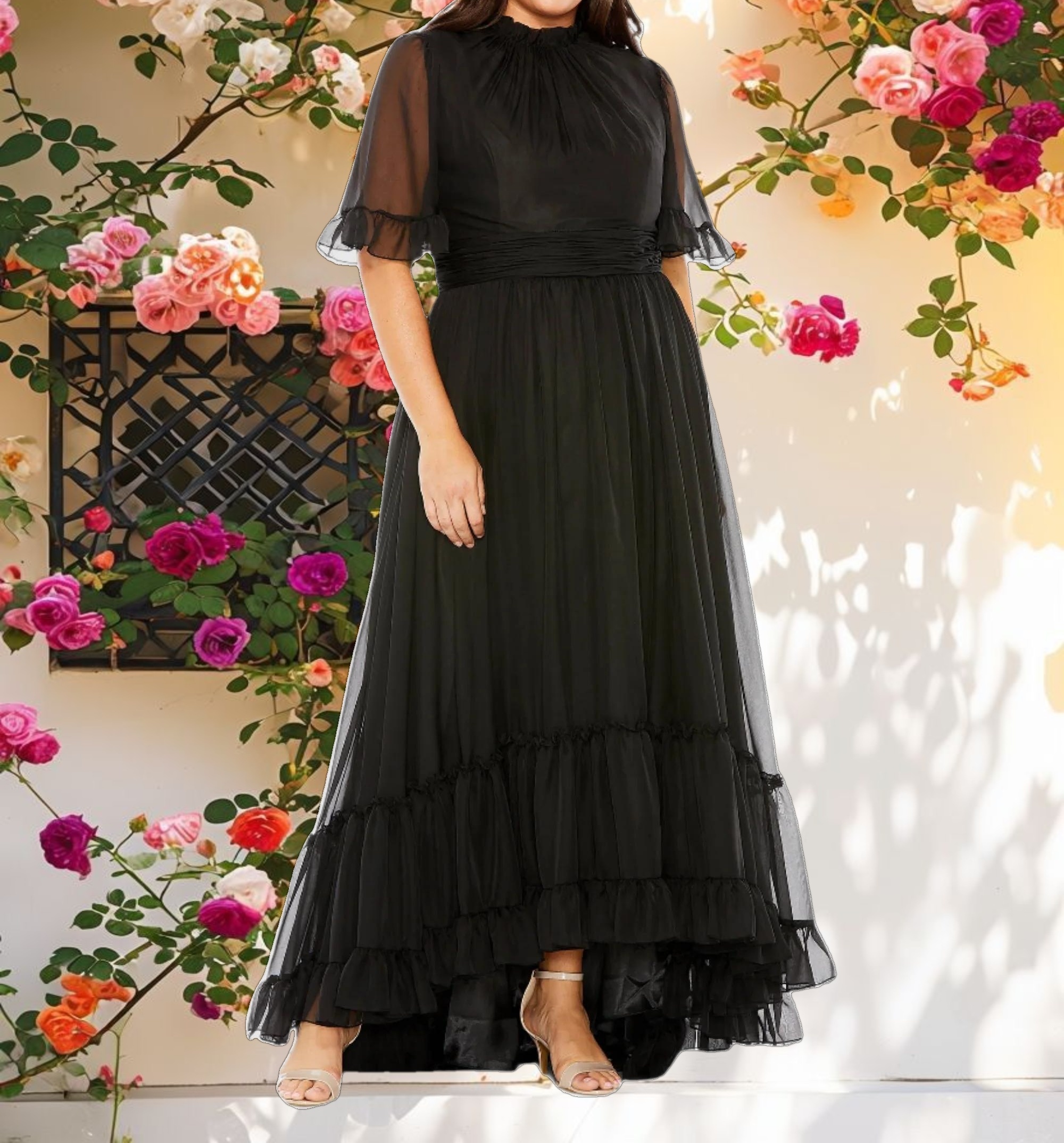 Elegant Ruffle Tiered Gown