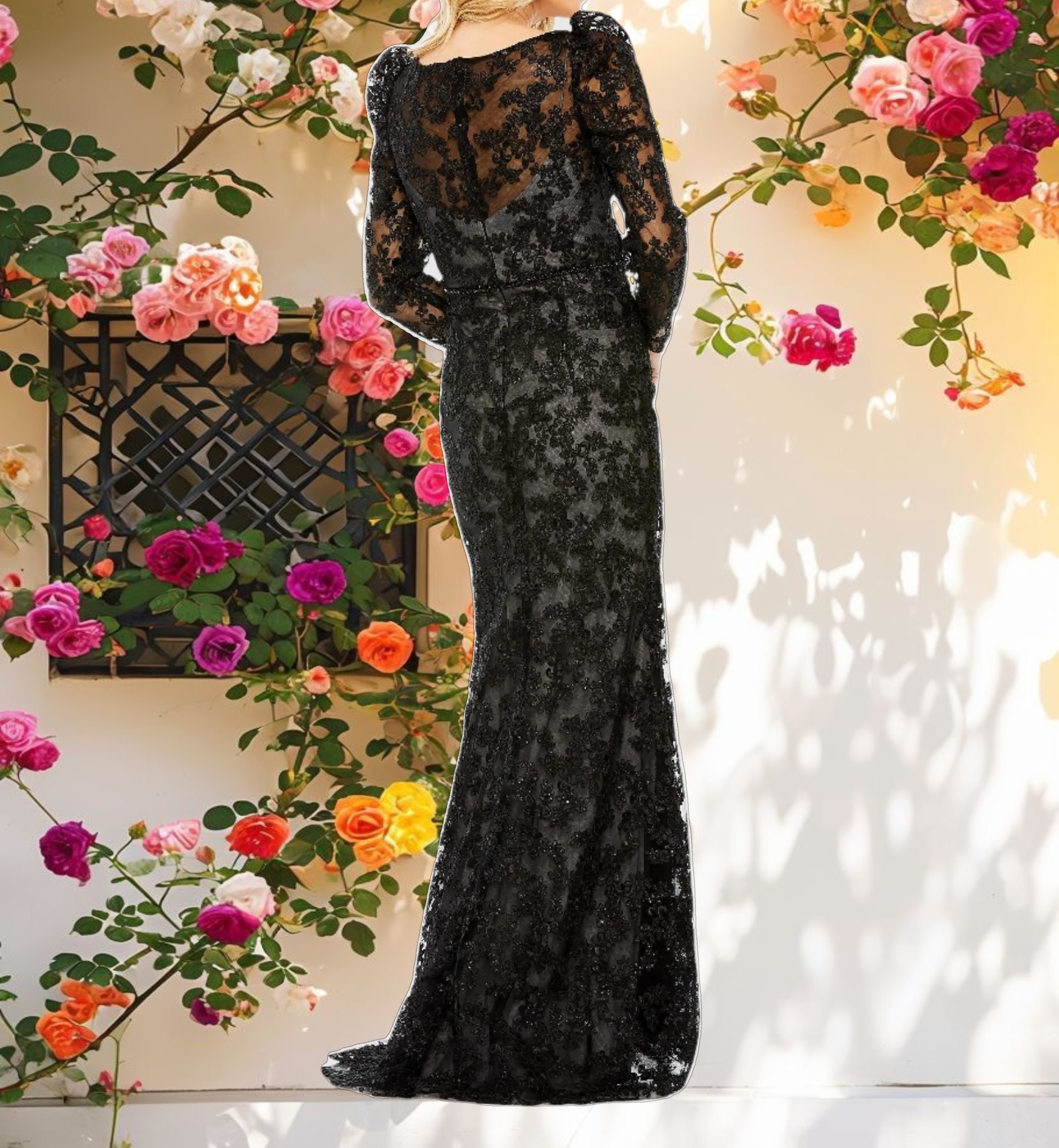 Stitched Net Over Skirt Dress