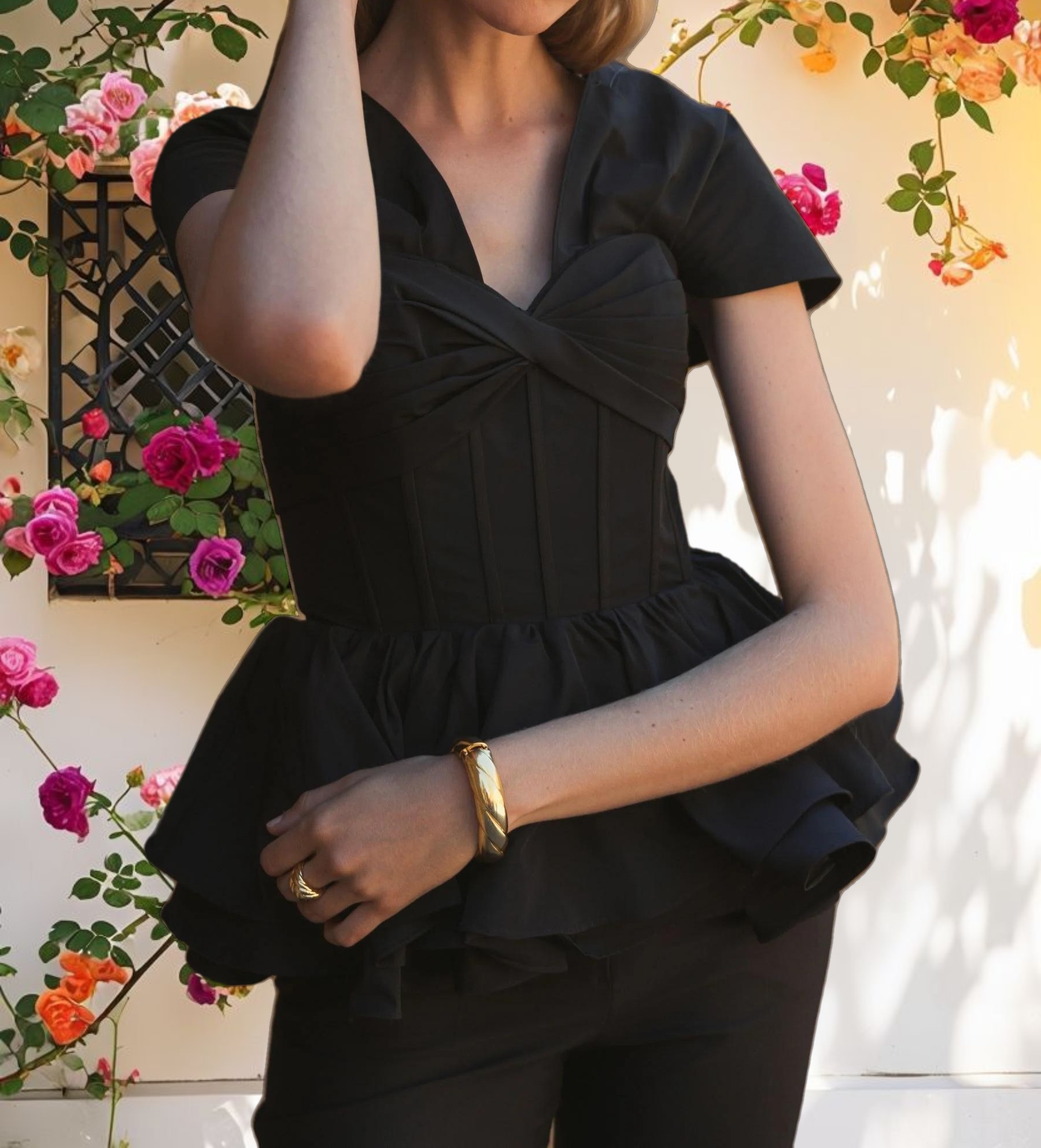 Twist Bustier Peplum Top