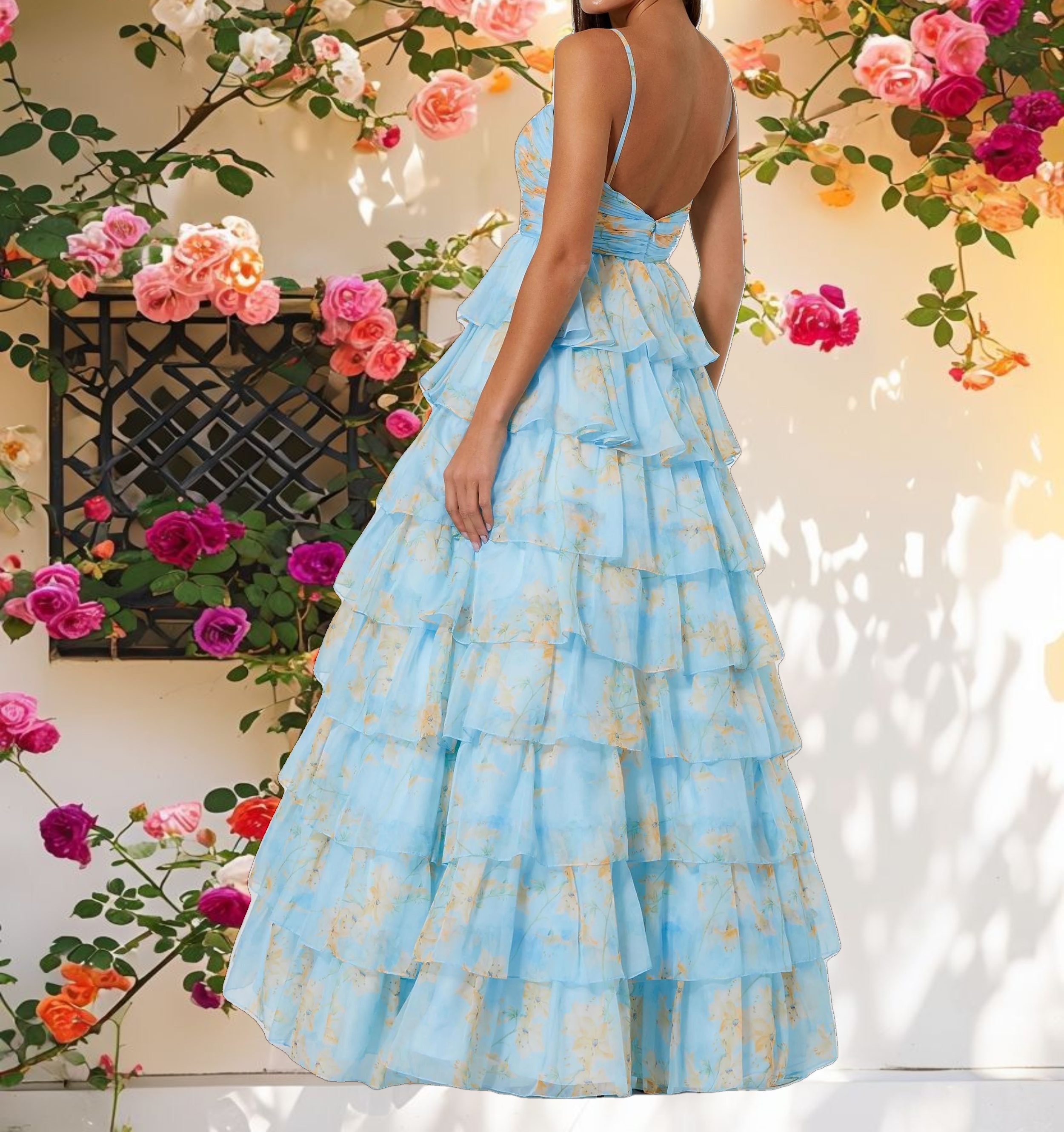 Floral Print Ruffle Tiered Dress