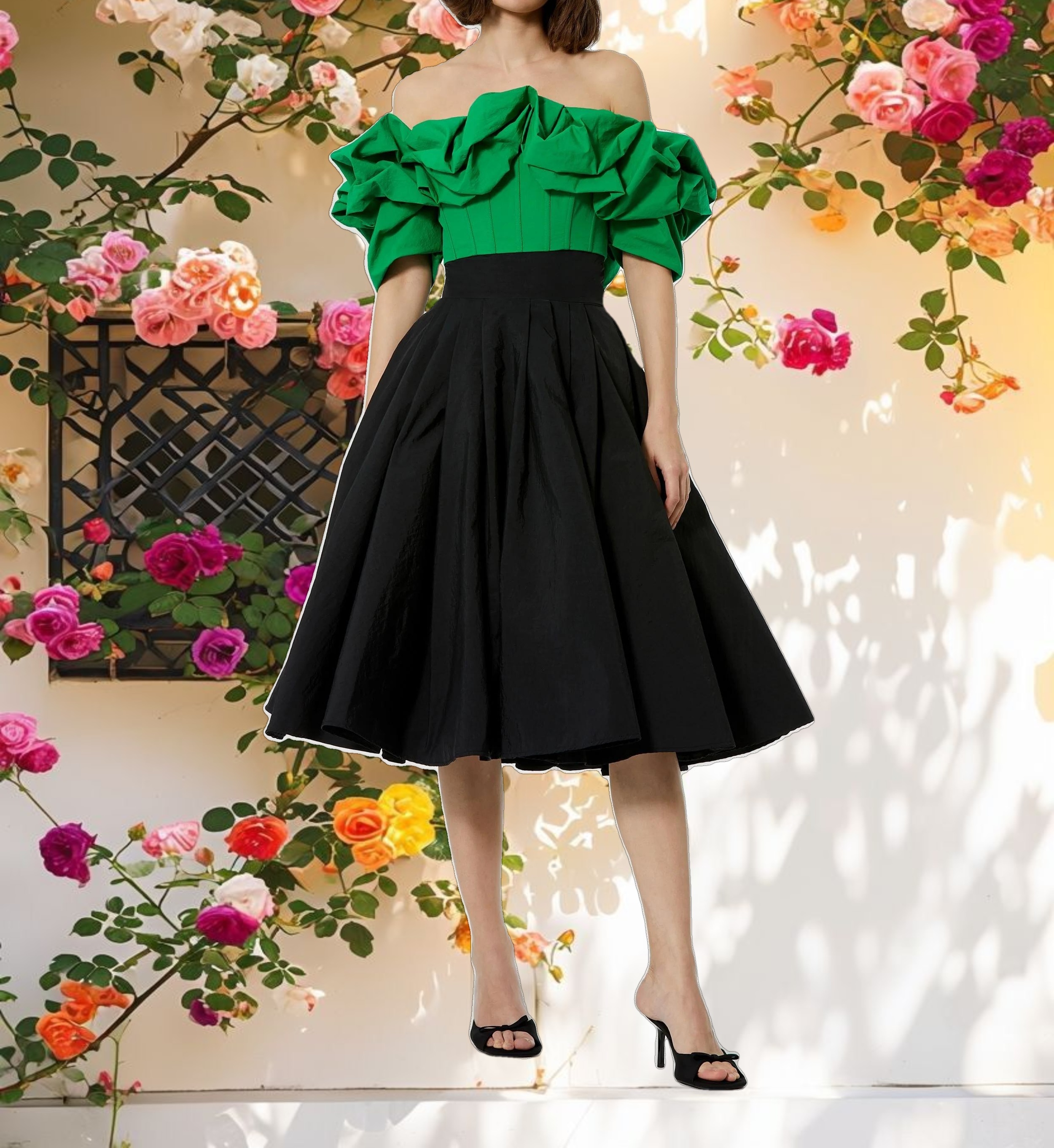 The Bubbly Faille High Waisted Midi Full Circle Skirt