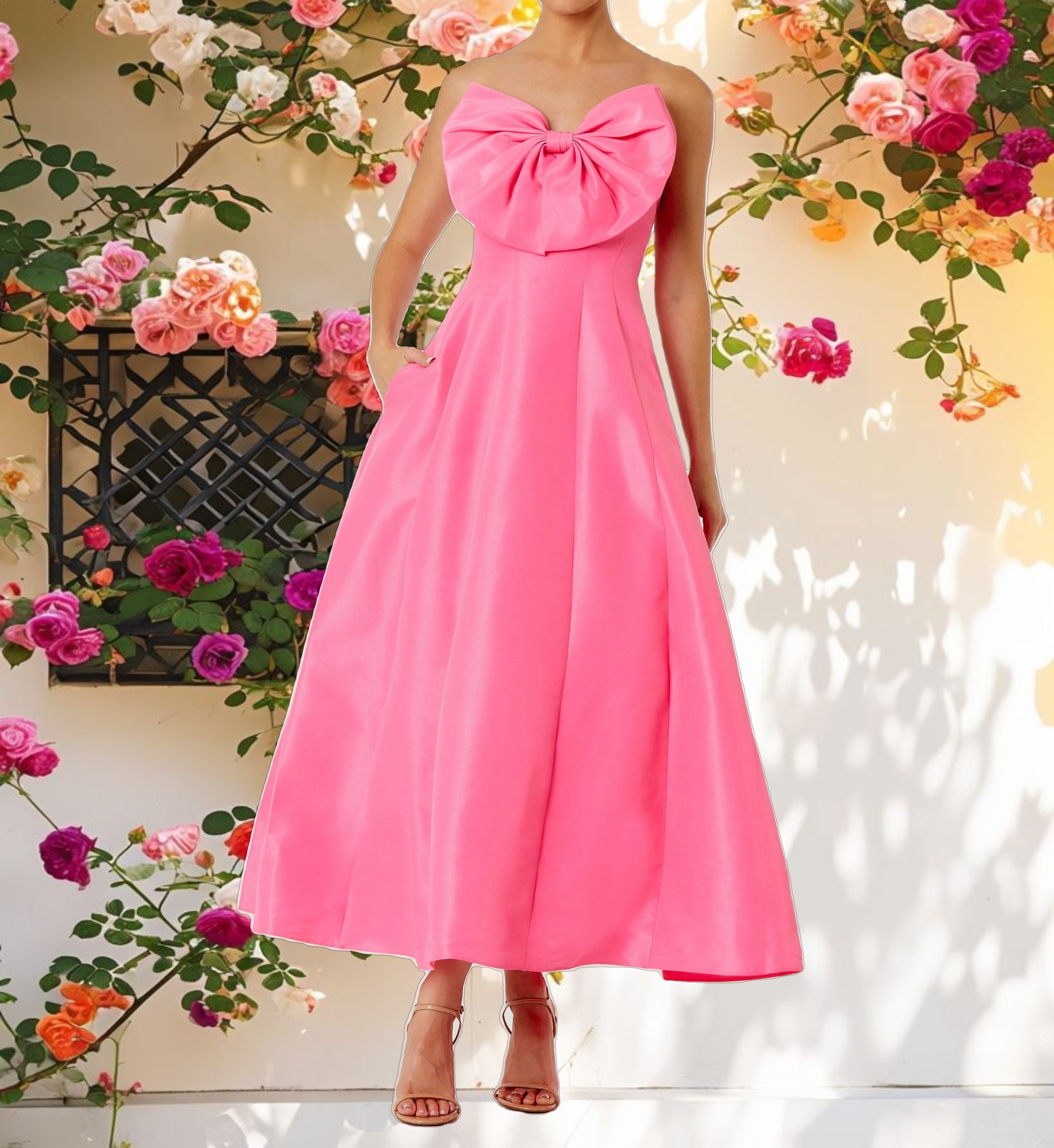 A Line Bow Detail Dress