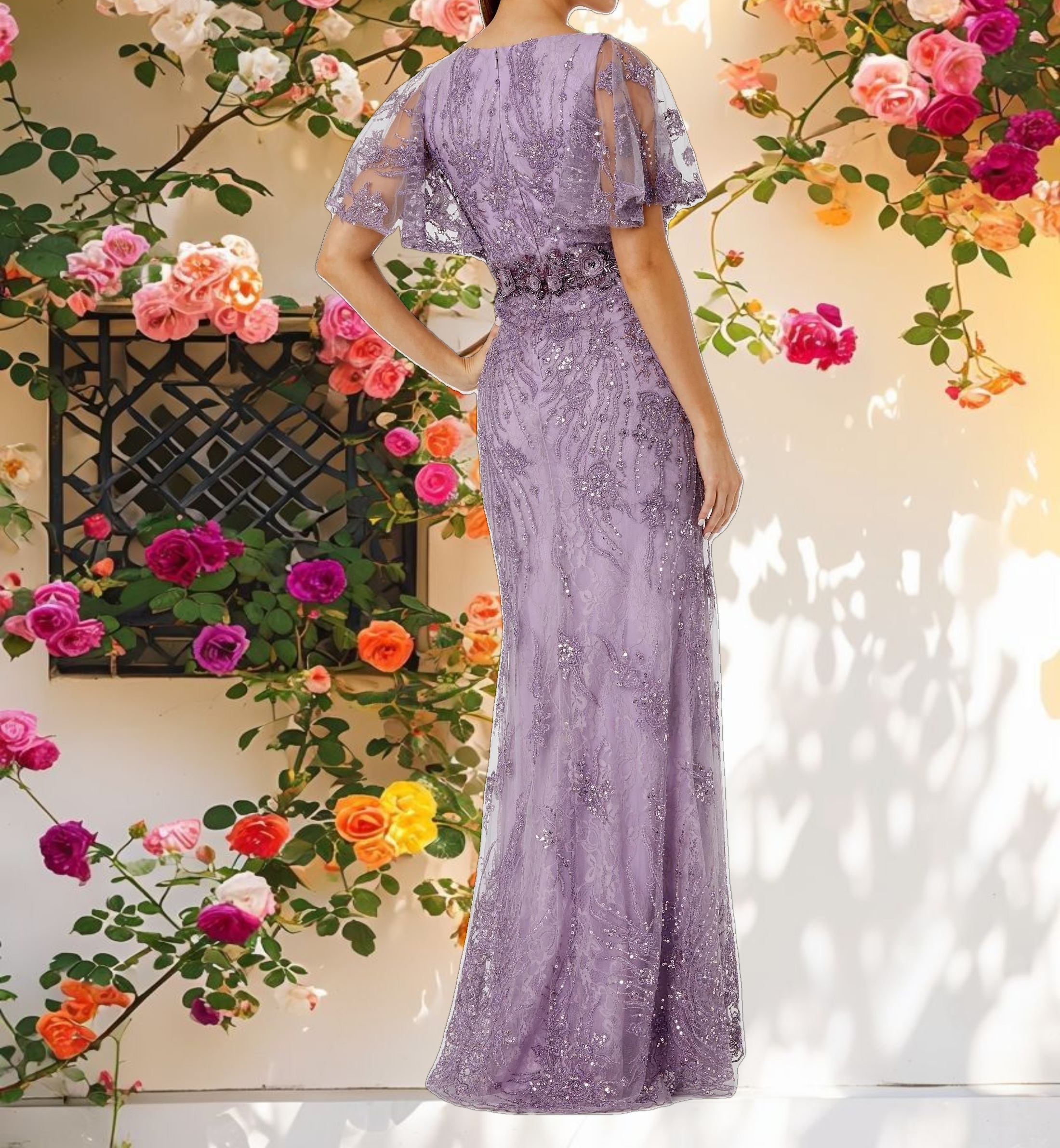 Blue Classic Flowy Evening Dress