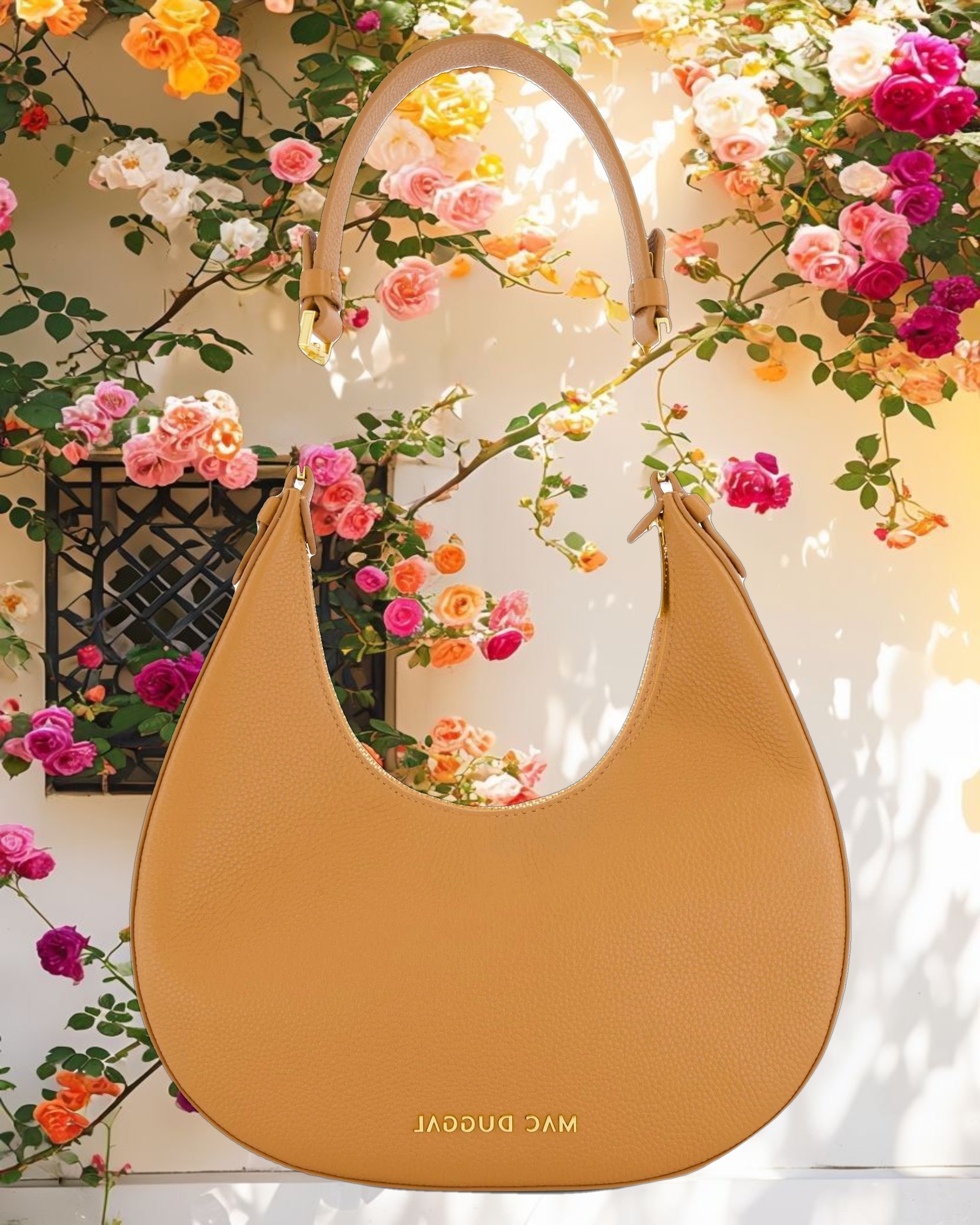 Leather Hobo Bag With Metal Hardware