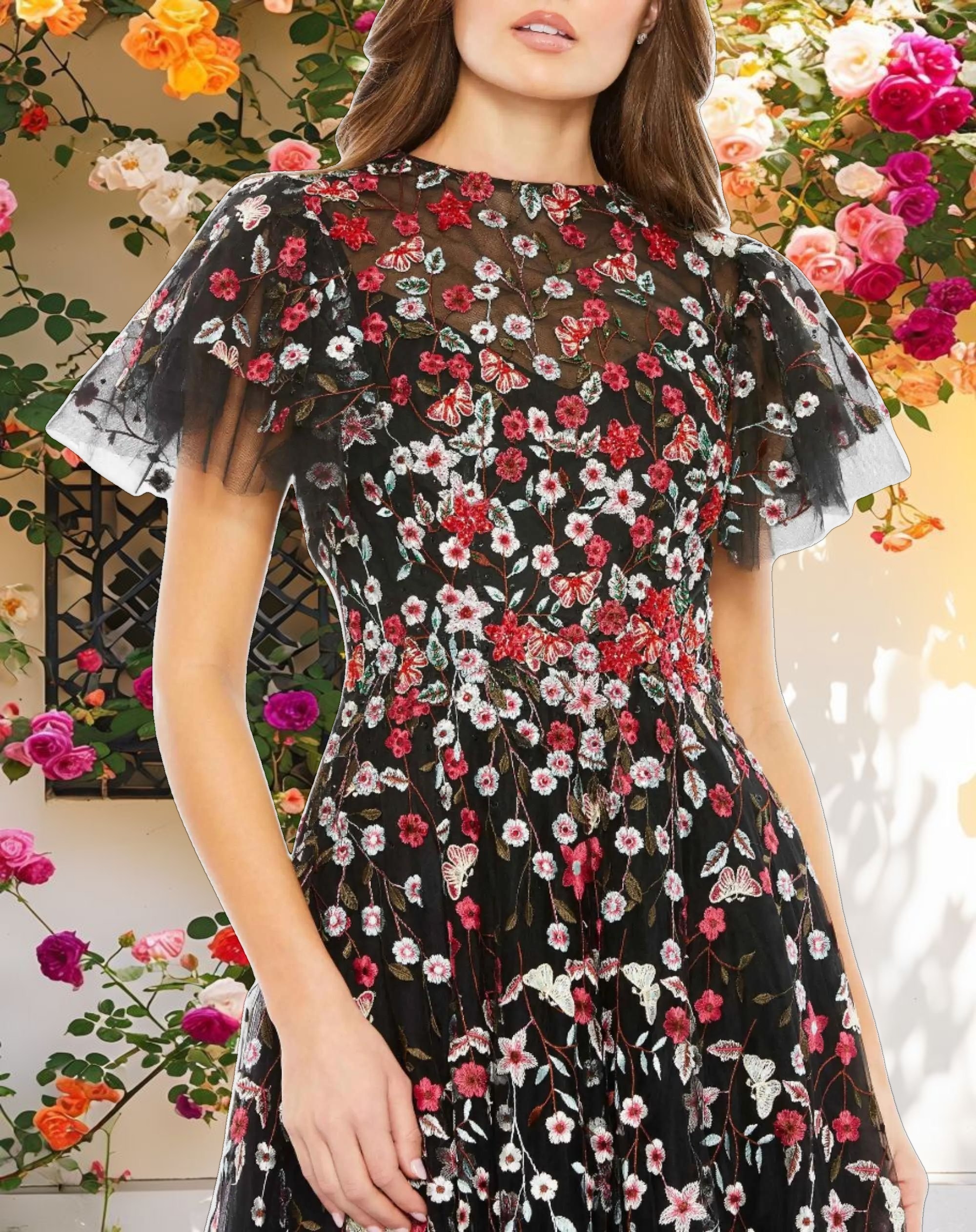 Stitched Butterfly A Line Dress
