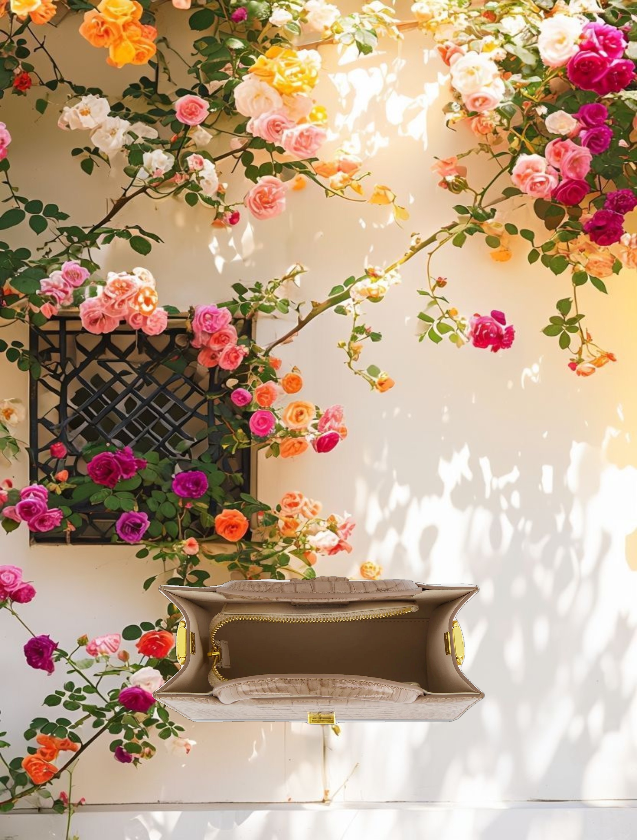 Leather Tote Bag With Gold Buckle