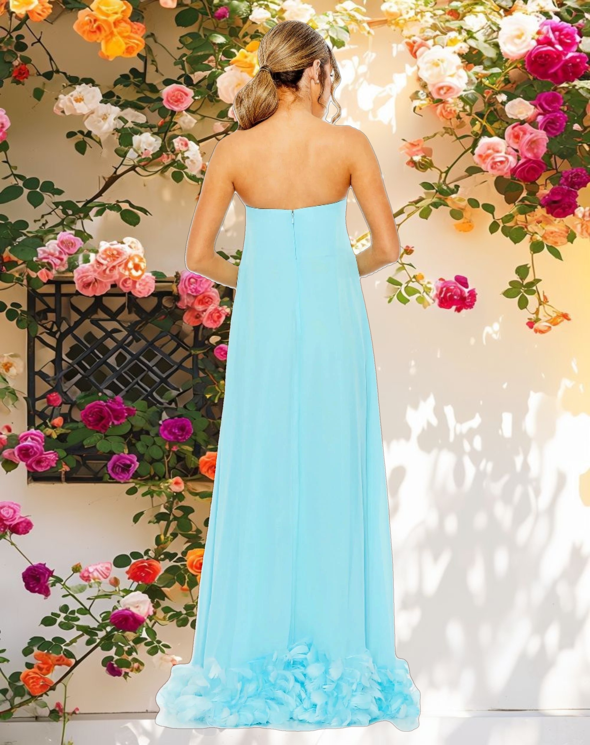 Sleeveless Flowy Feather Hem Dress