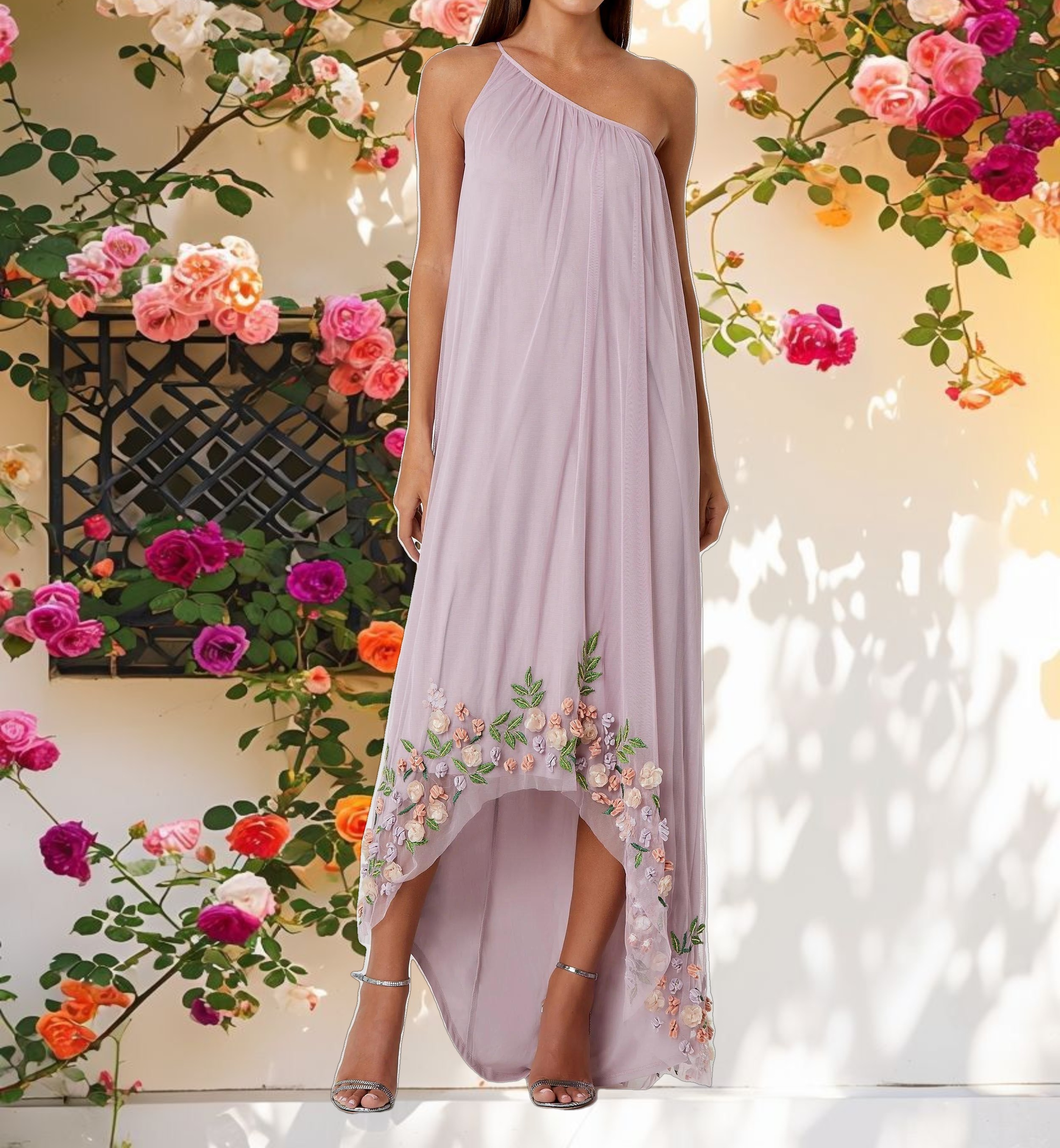 Purple Embellished Formal Dress