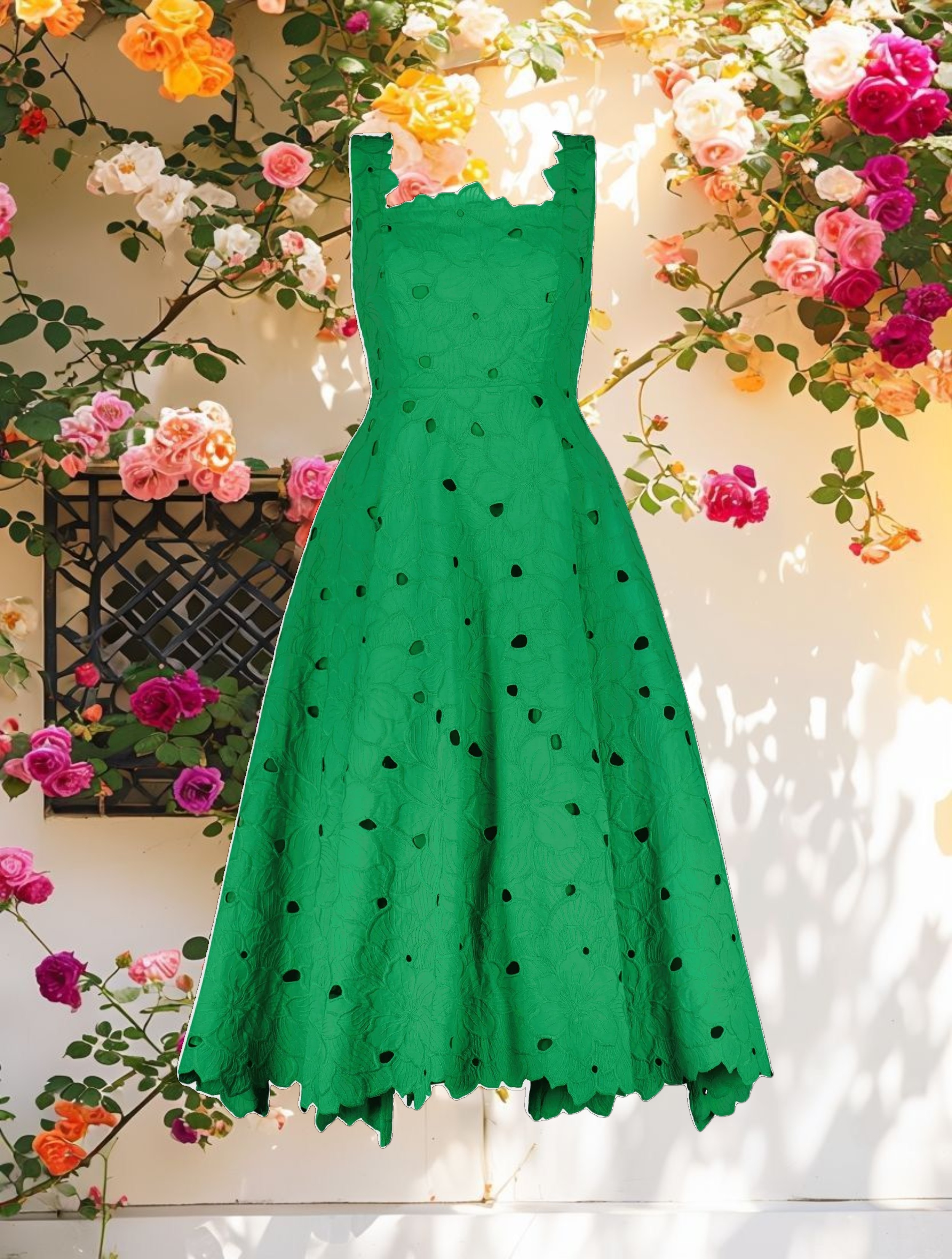 Stitched Bloom A Line Midi Dress