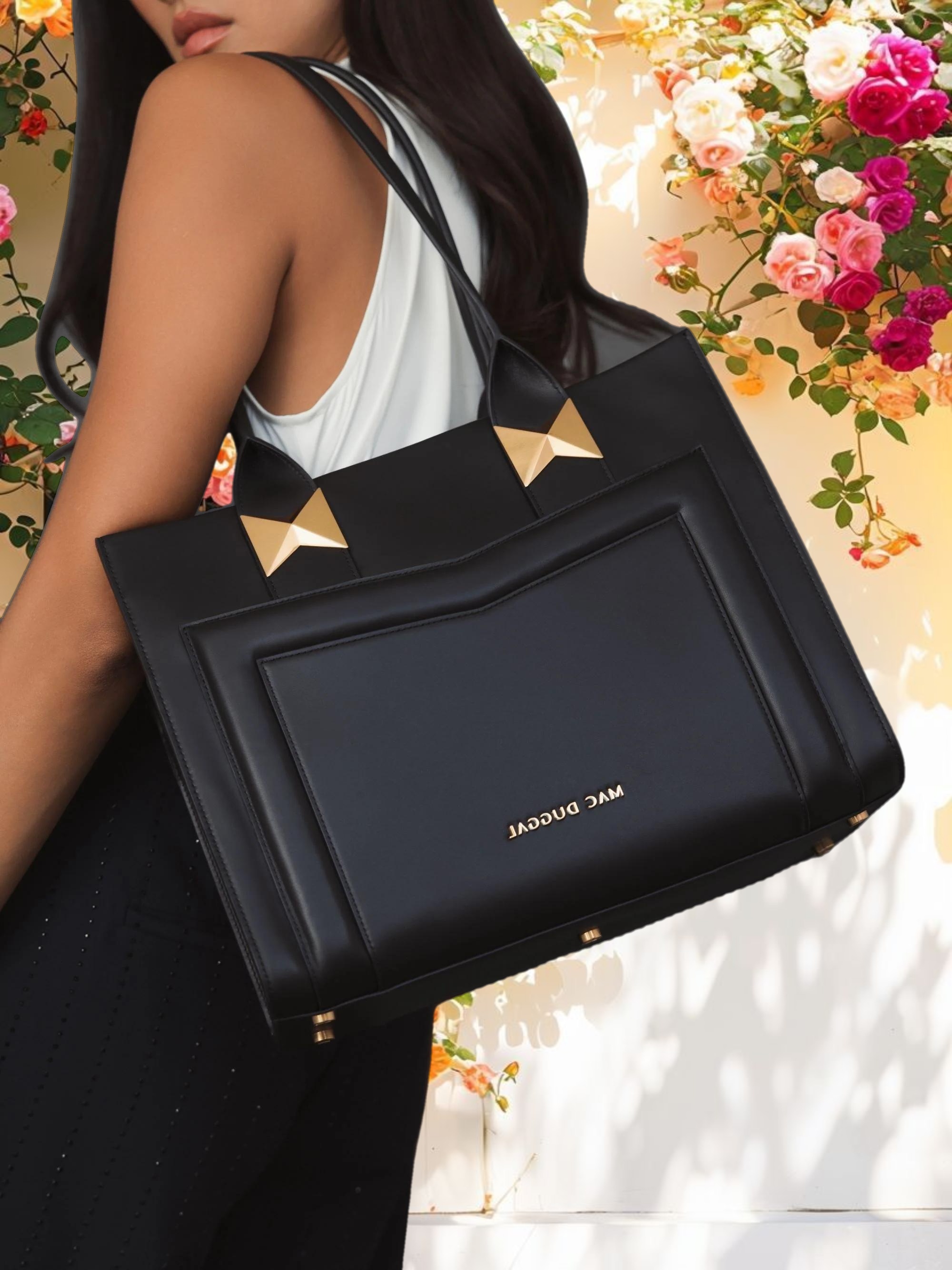 Large Leather Tote Bag With Gold Hardware